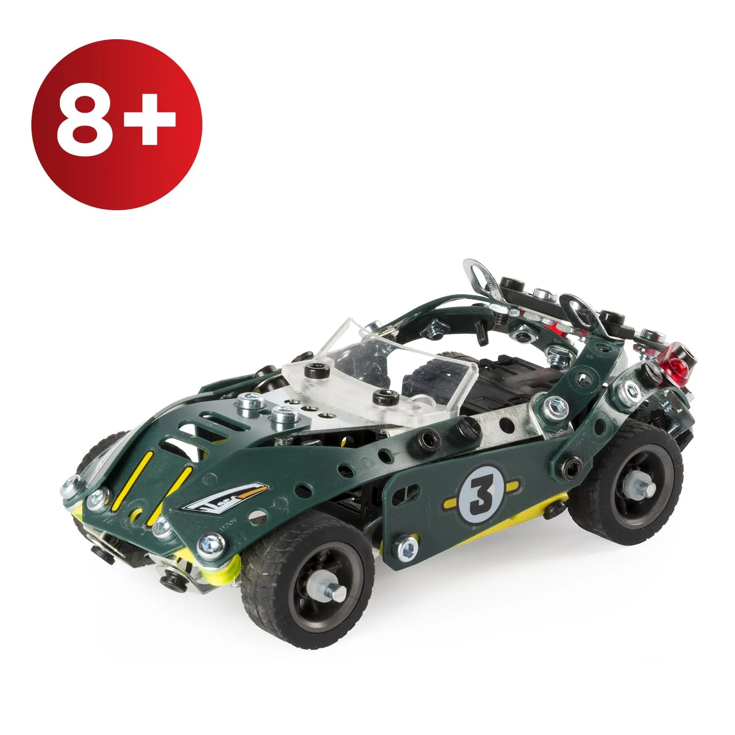 Bandai Meccano Cabriolet Retro Friction Construction Kit, 5 Models, 225 Pieces, APM20102 - immagine 7