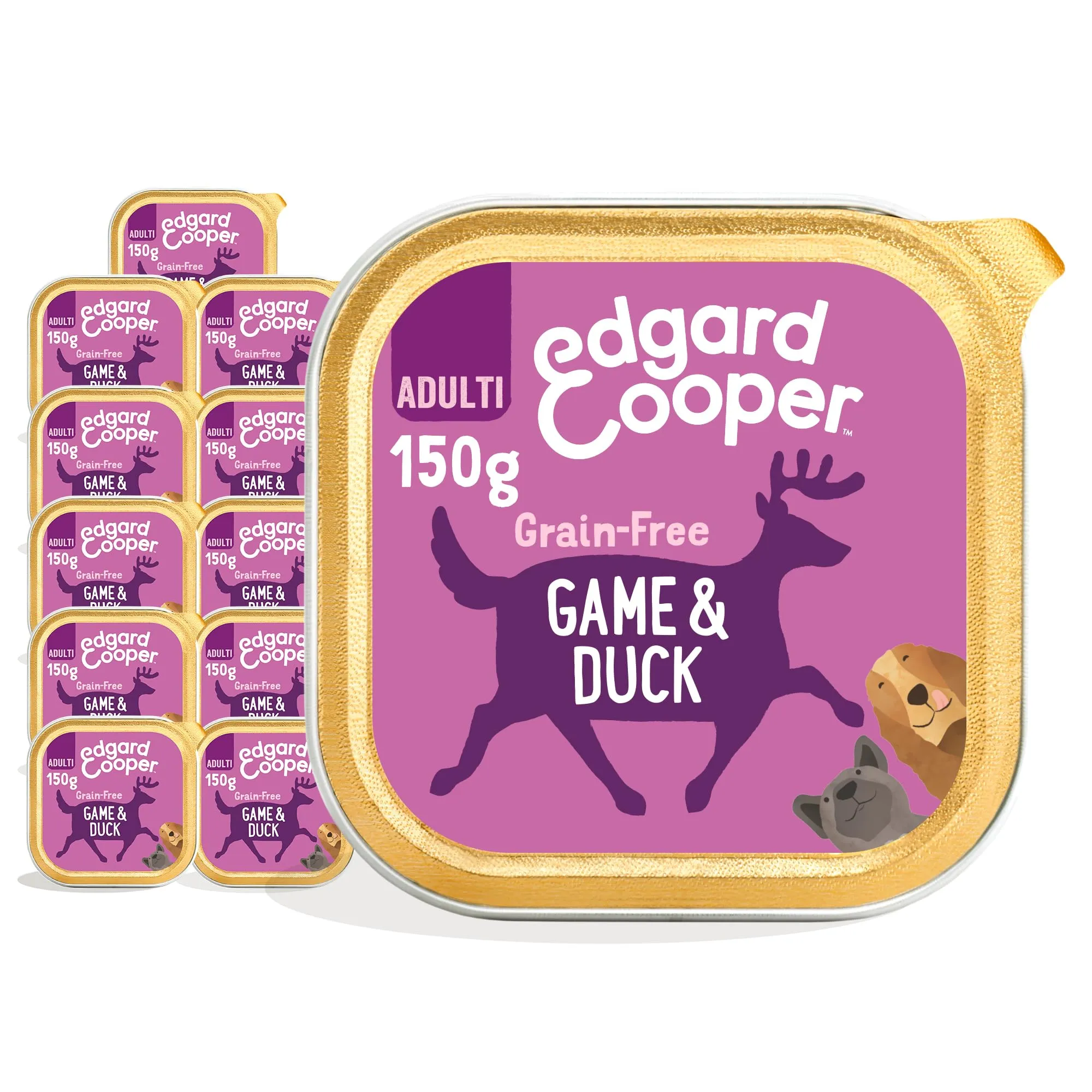 Edgard & Cooper Cibo Umido per Cani Adulti, Selvaggina e Anatra, 150g x 11 - immagine 1