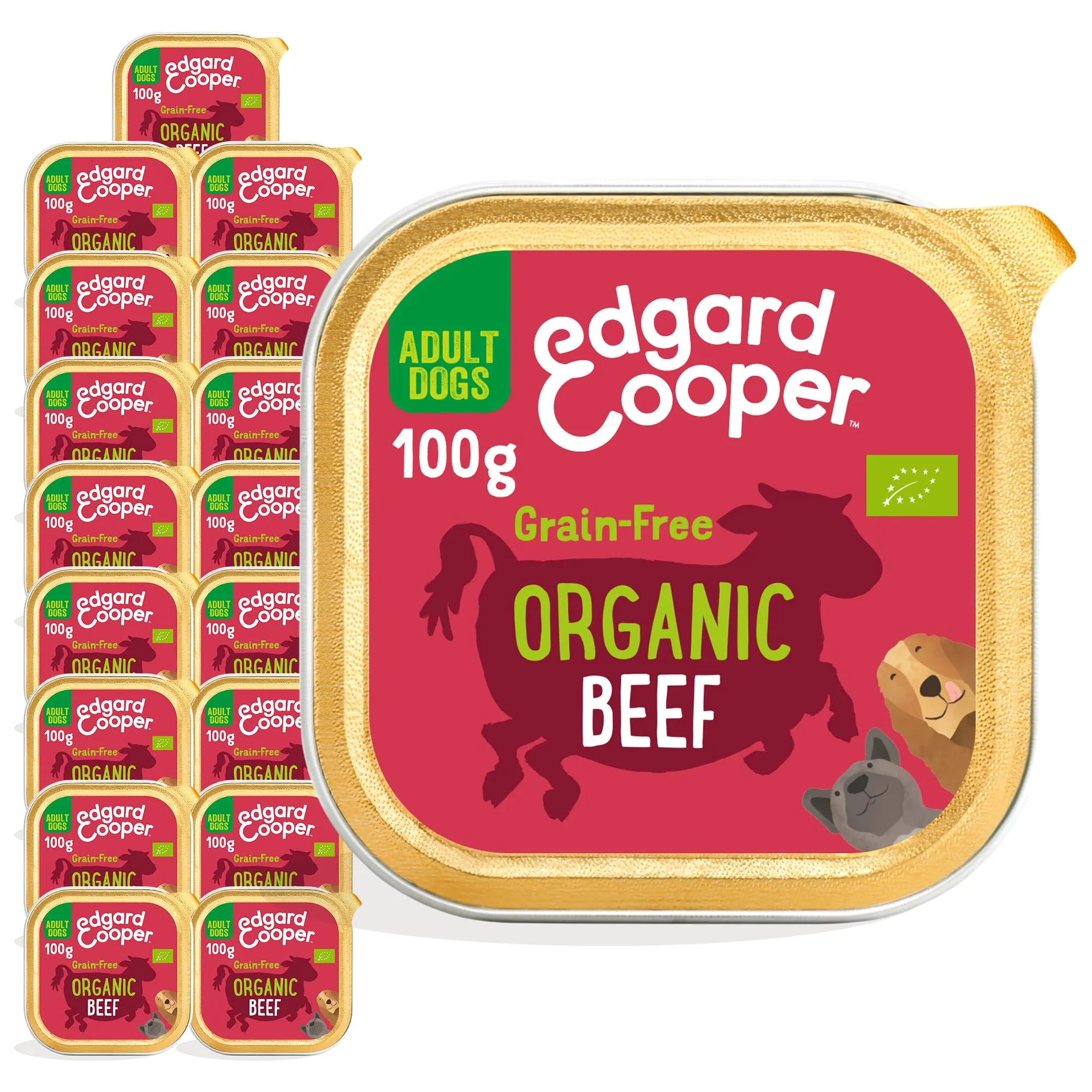 Edgard & Cooper Cibo Umido per Cani Adulti, Manzo Bio, 100g x 17 - immagine 1
