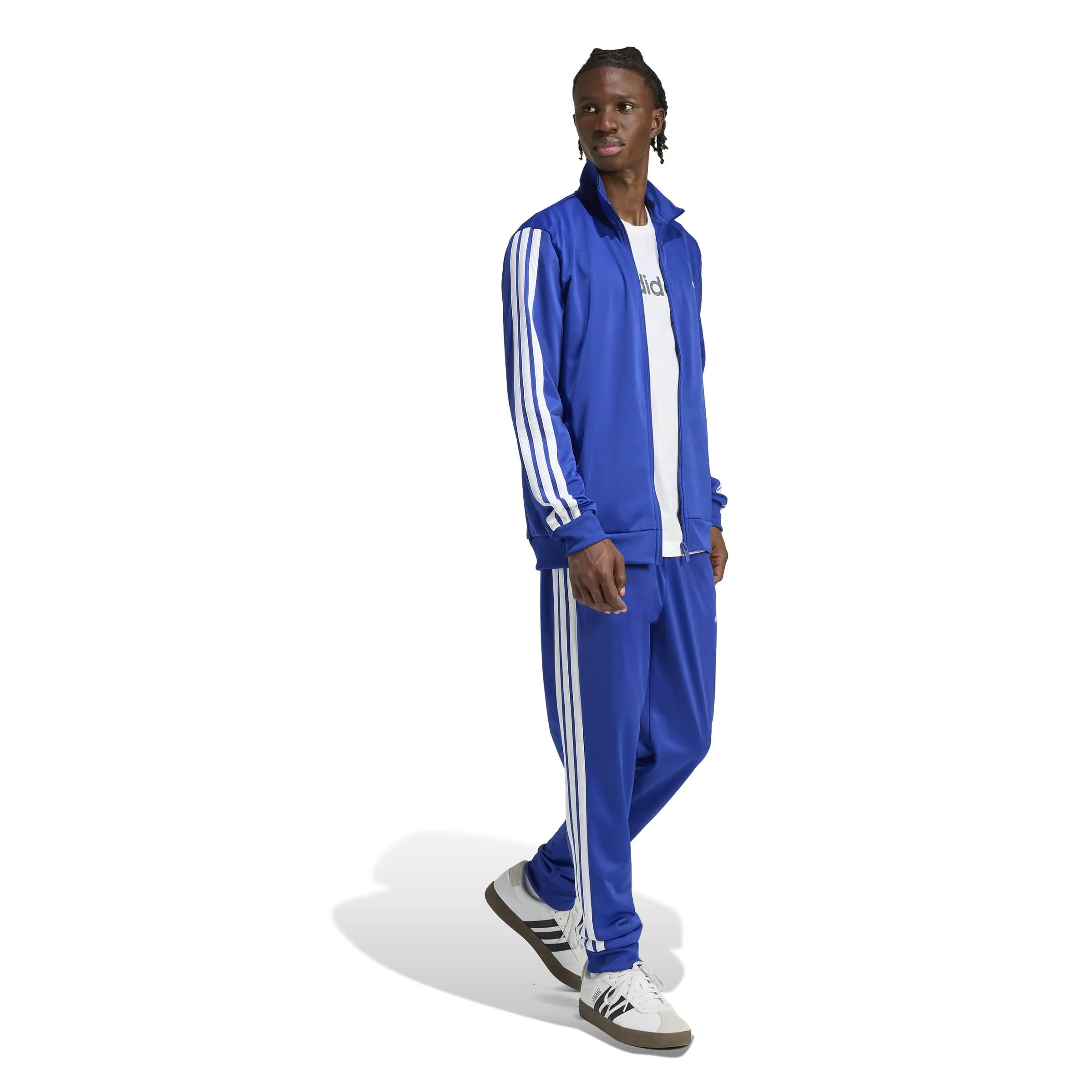 adidas Sportswear Basic 3 Stripes Tricot Track Suit - Semi Lucid Blue/White - L - immagine 6