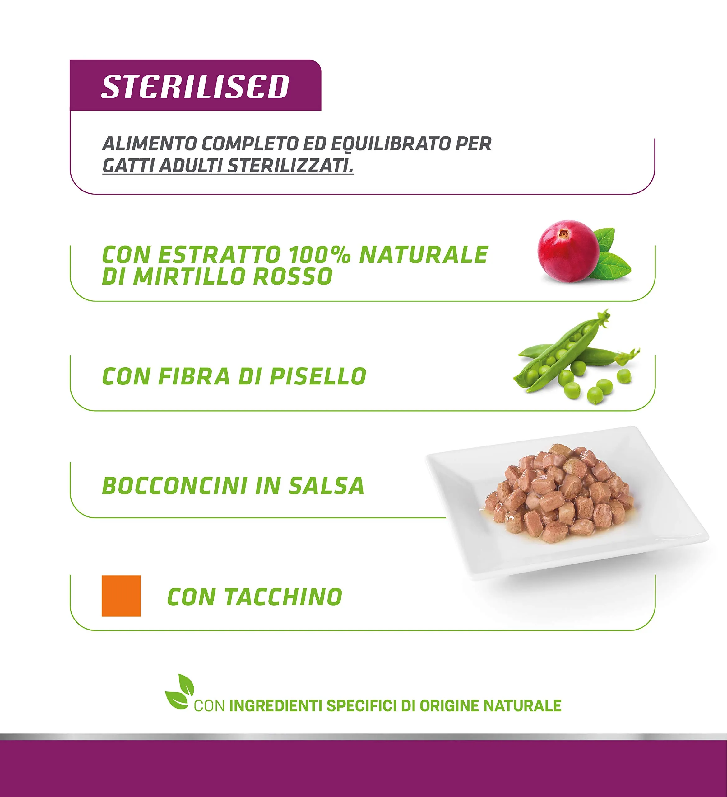 Trainer Natural Sterilised Adult Cibo Umido per Gatti con Tacchino e Fibra di Pisello, 12 x 85 g - immagine 4