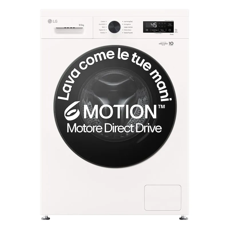 LG W4NX1095NWB Lavasciuga Serie X1 9/5kg Classe A/E, 1400 Giri, Wi-Fi, Top Rimovibile, Vapore Allergy Care, 6 Motion Direct Drive, Bianca - immagine 1