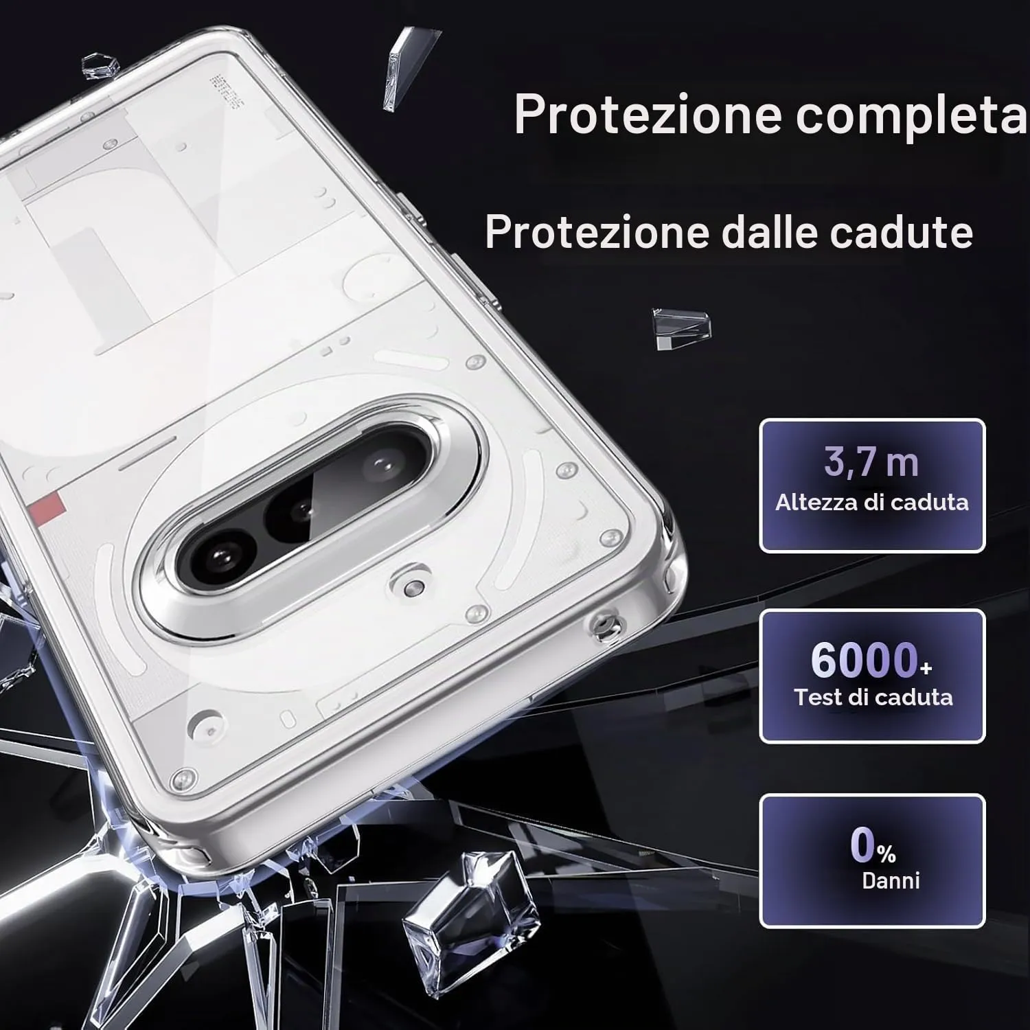 Captor Cover for Nothing Phone 3a, Transparent Soft TPU Silicone Case, Slim Anti-Shock and Anti-Scratch Protection - immagine 3