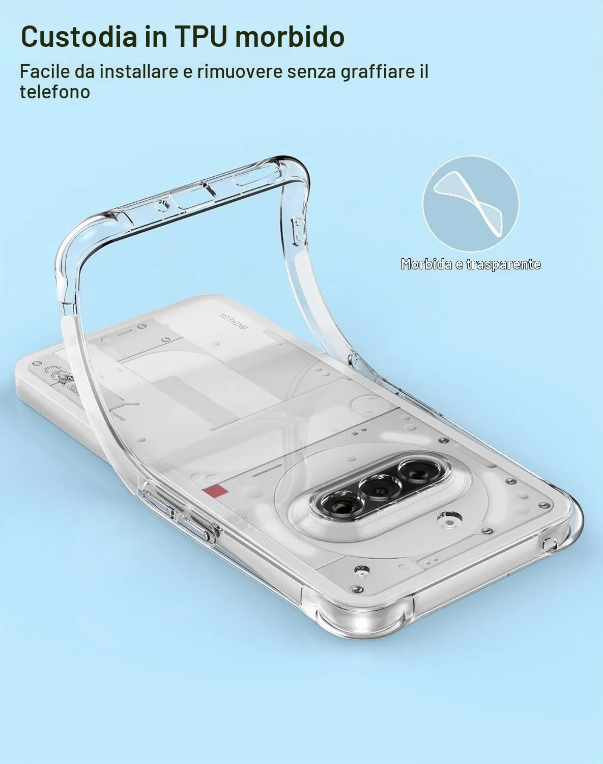 Captor Cover for Nothing Phone 3a, Transparent Soft TPU Silicone Case, Slim Anti-Shock and Anti-Scratch Protection - immagine 5