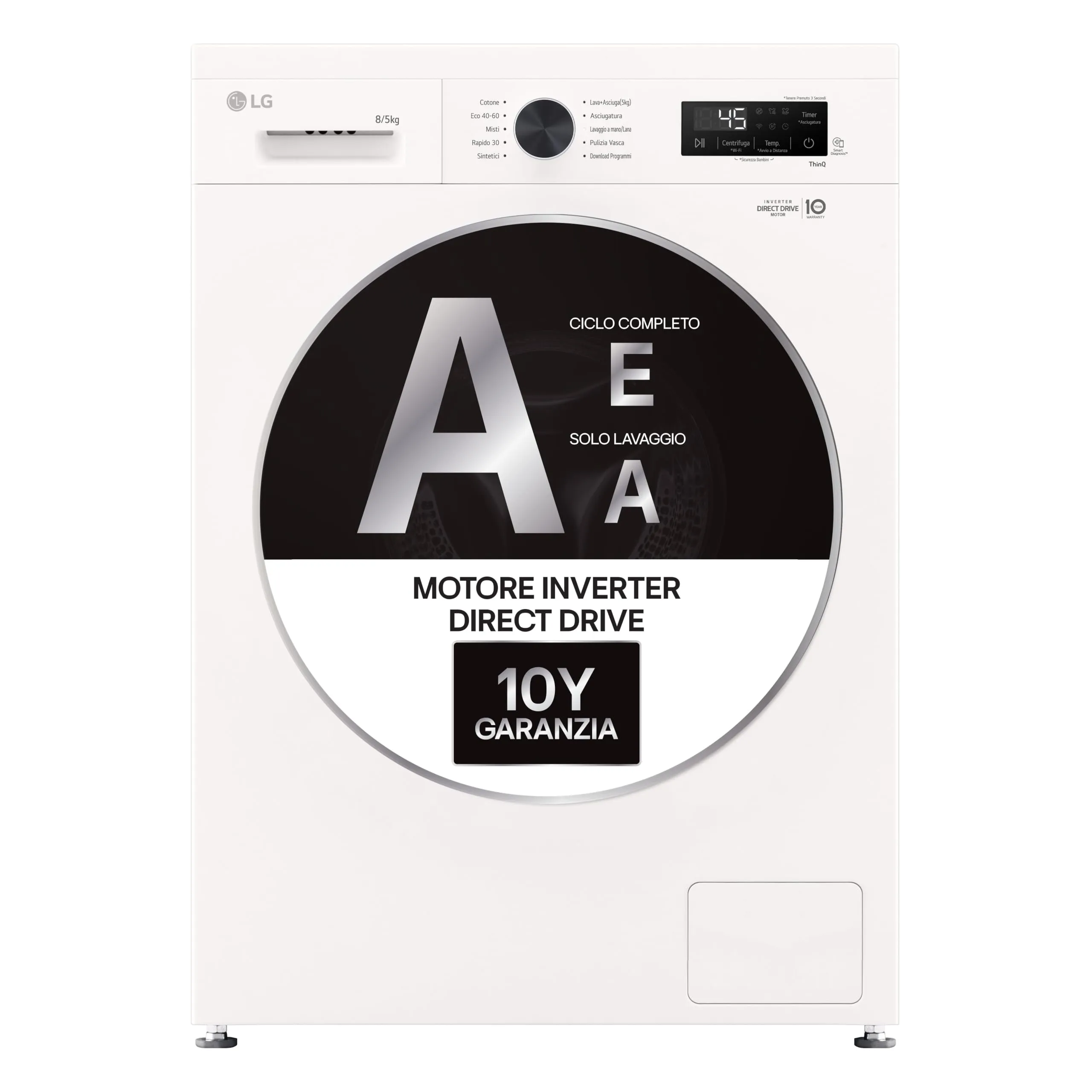 LG W4NX1085NWB Lavasciuga Serie X1 8/5kg Classe A/E 1400 Giri Wi-Fi Vapore Allergy Care 6 Motion Direct Drive Bianca - immagine 2