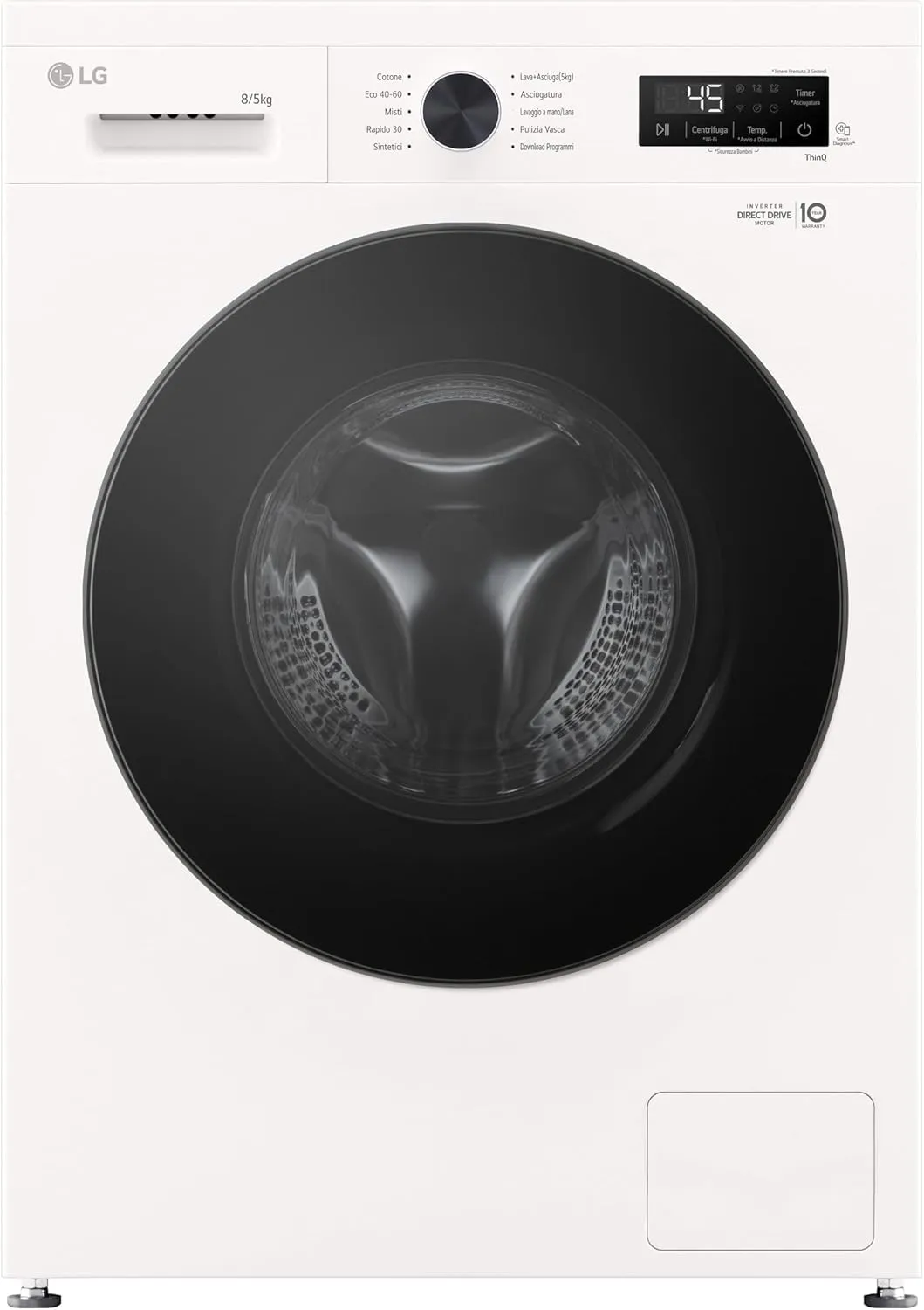 LG W4NX1085NWB Lavasciuga Serie X1 8/5kg Classe A/E 1400 Giri Wi-Fi Vapore Allergy Care 6 Motion Direct Drive Bianca - immagine 10