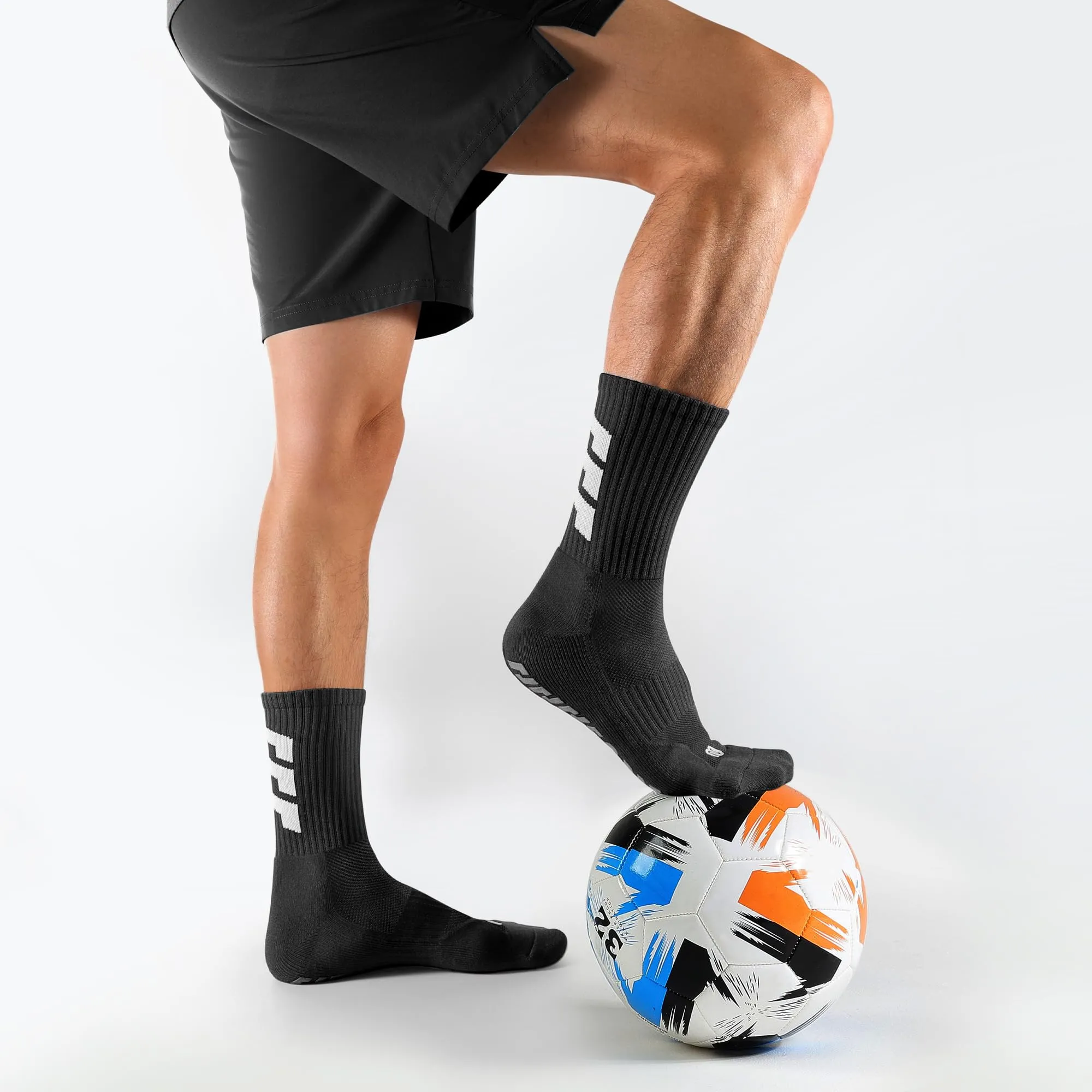 CLOSEMATE Calzini da Calcio Antiscivolo con Grip in Silicone, 35-38, Nero - immagine 2