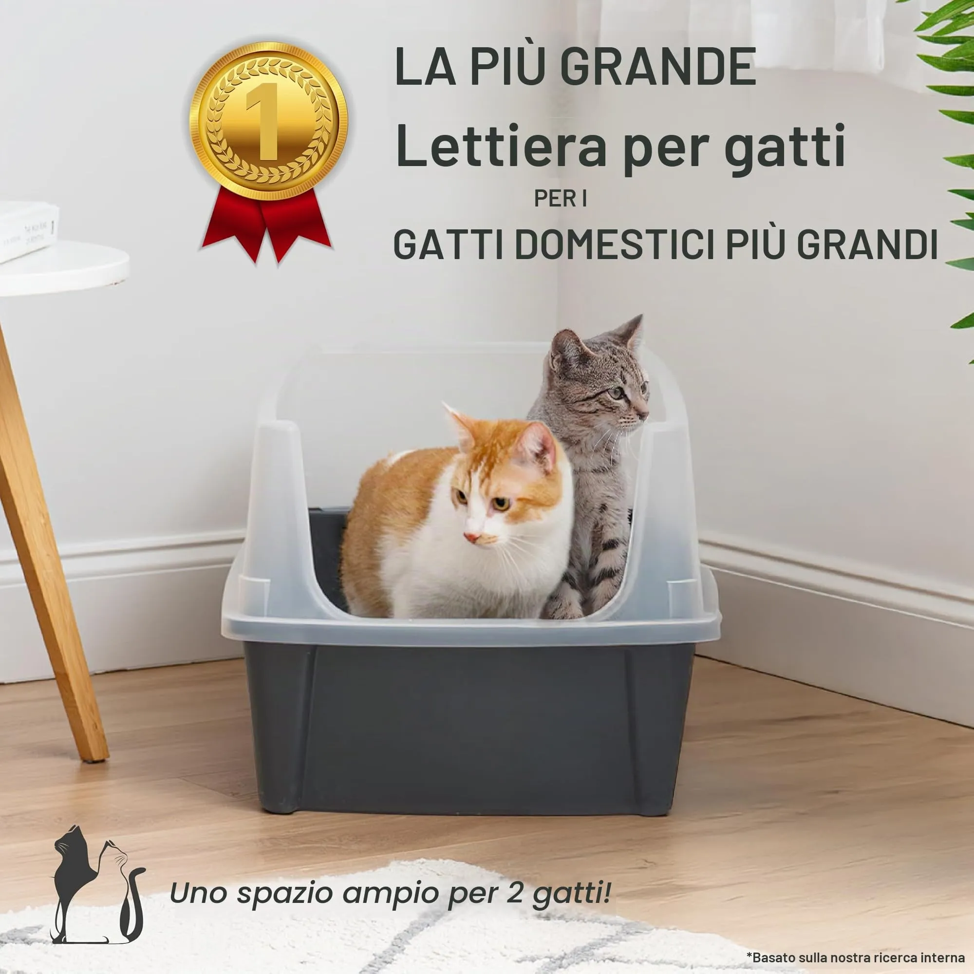 Iris Ohyama Lettiera per gatti XL, Grigia, con lati alti rimovibili - immagine 3