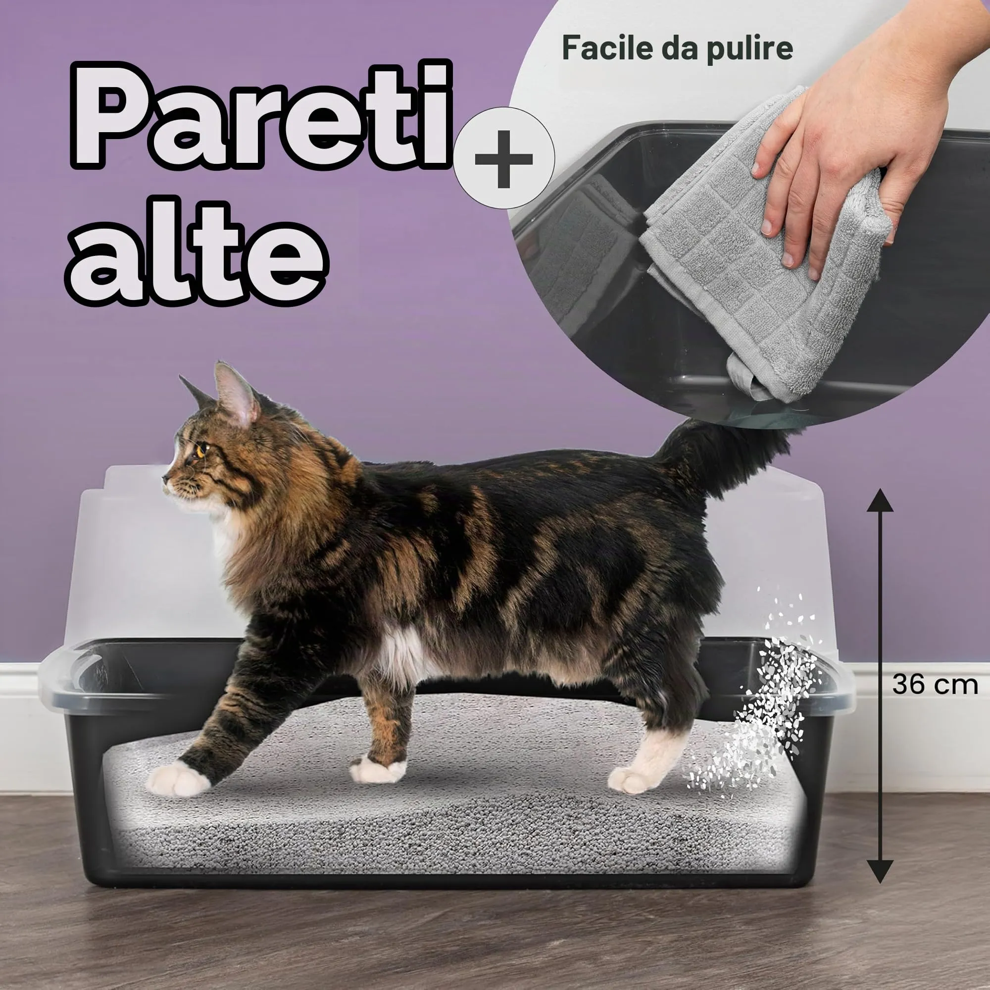 Iris Ohyama Lettiera per gatti XL, Grigia, con lati alti rimovibili - immagine 6