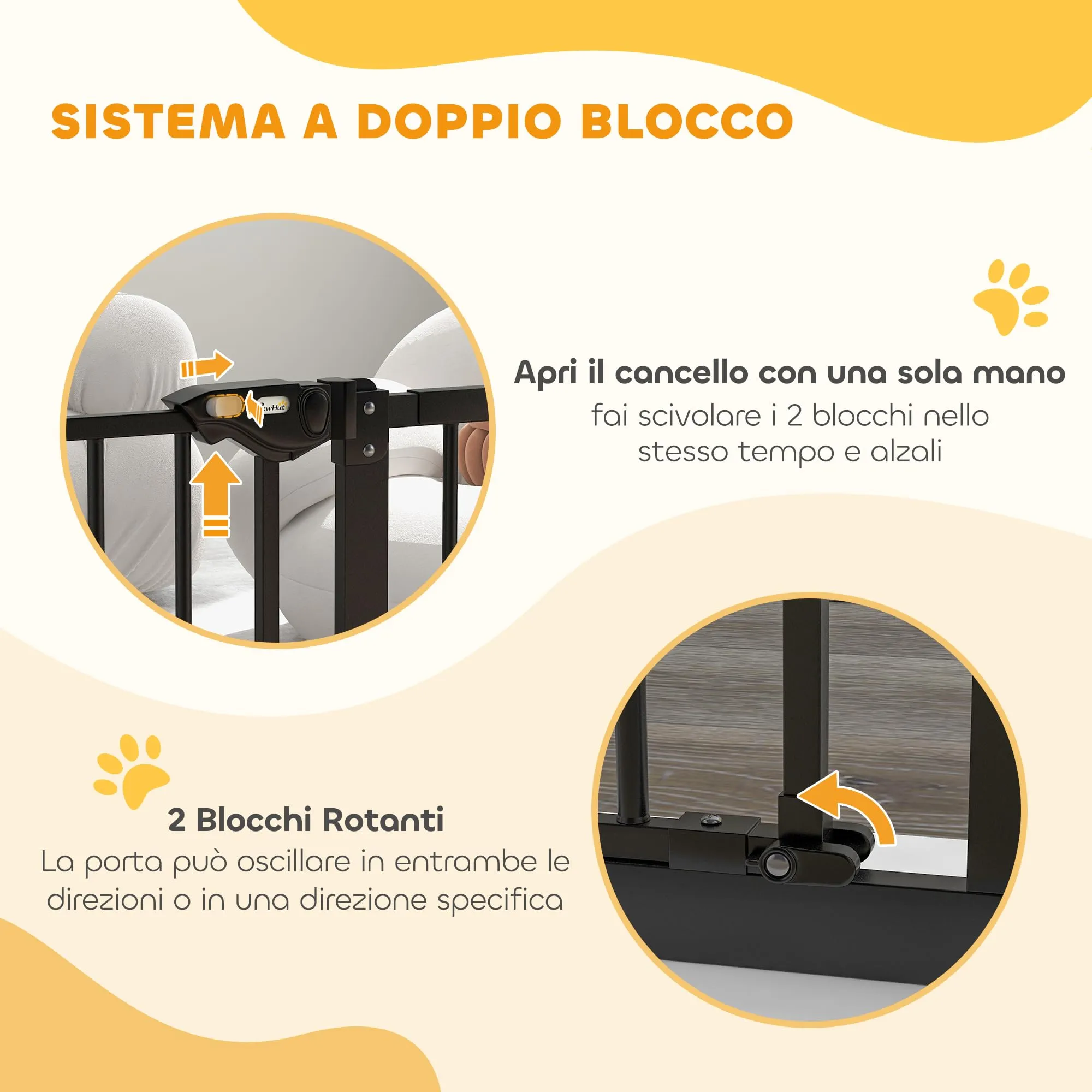 PawHut Cancellino per Cani, 74-94 x 77 cm, Nero - immagine 4