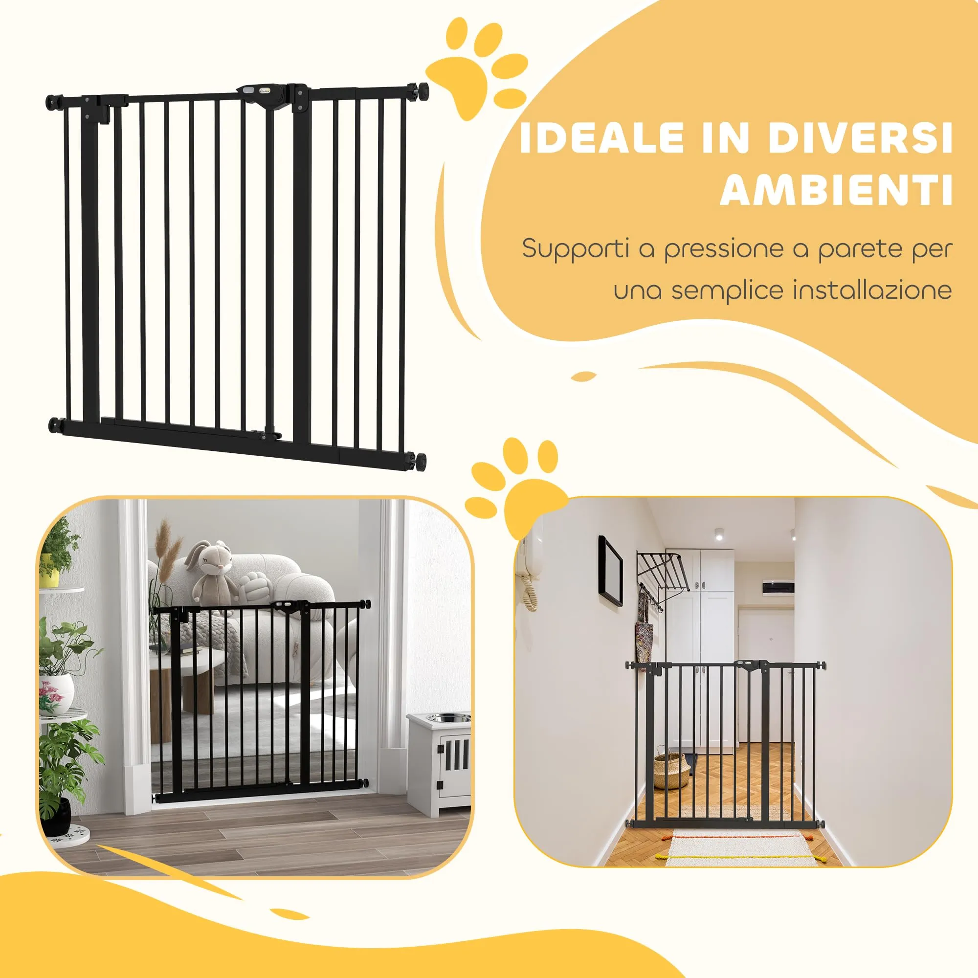PawHut Cancellino per Cani, 74-94 x 77 cm, Nero - immagine 6