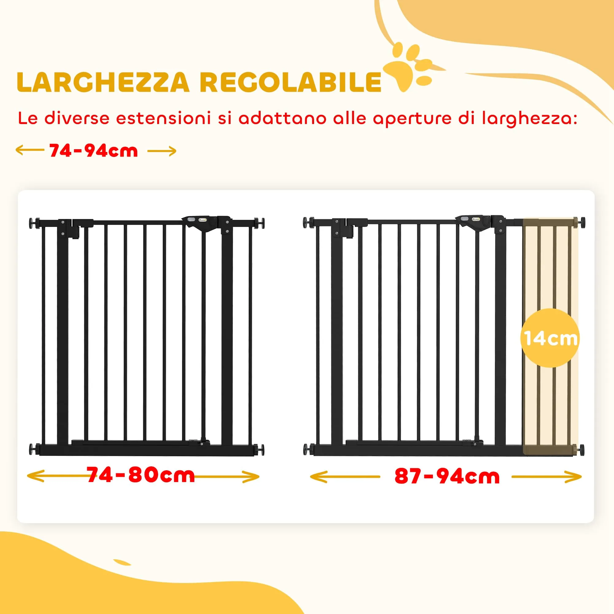 PawHut Cancellino per Cani, 74-94 x 77 cm, Nero - immagine 7