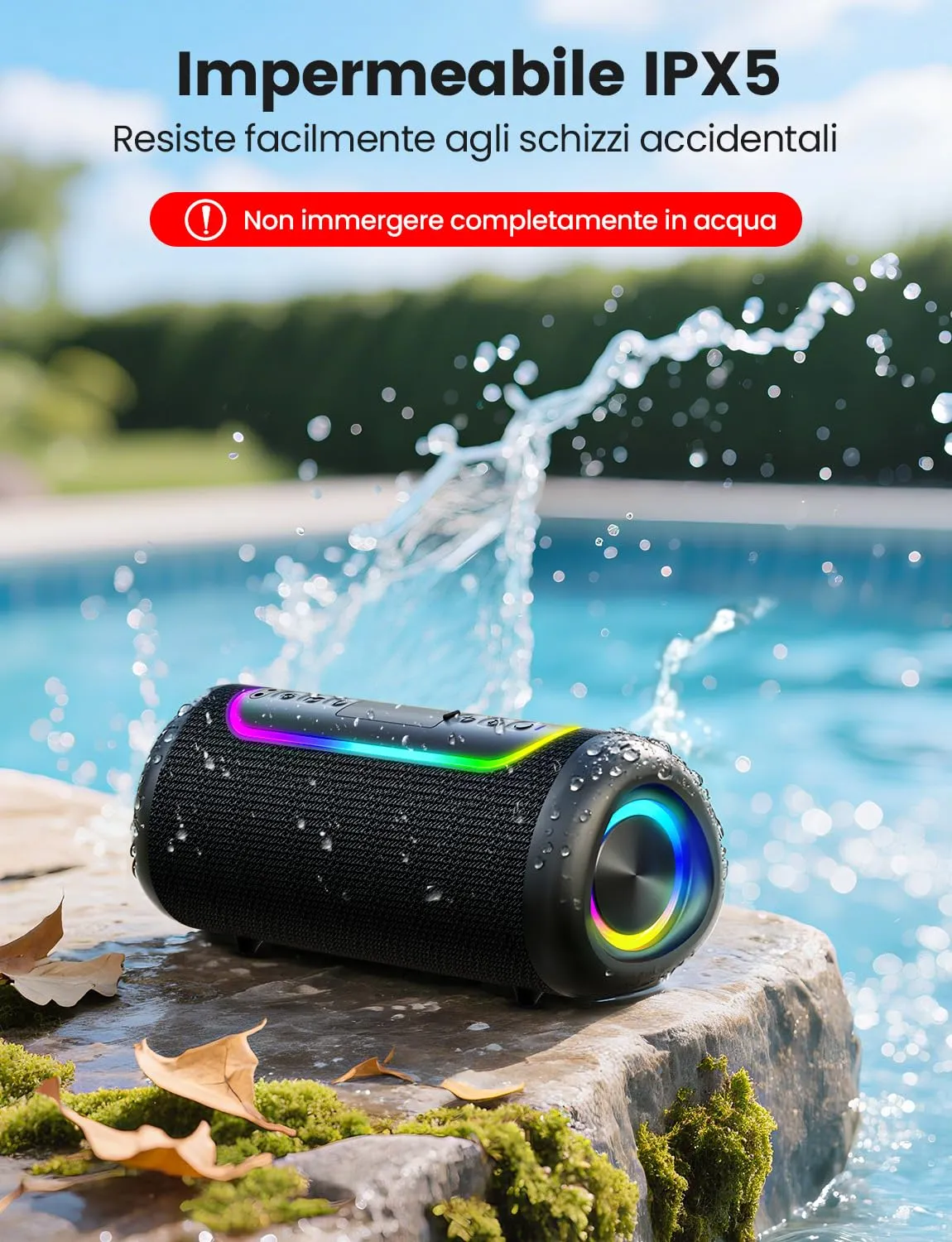 UOHHBOE Altoparlante Bluetooth Portatile 30W IPX5 con Supporto Schede TF - immagine 7