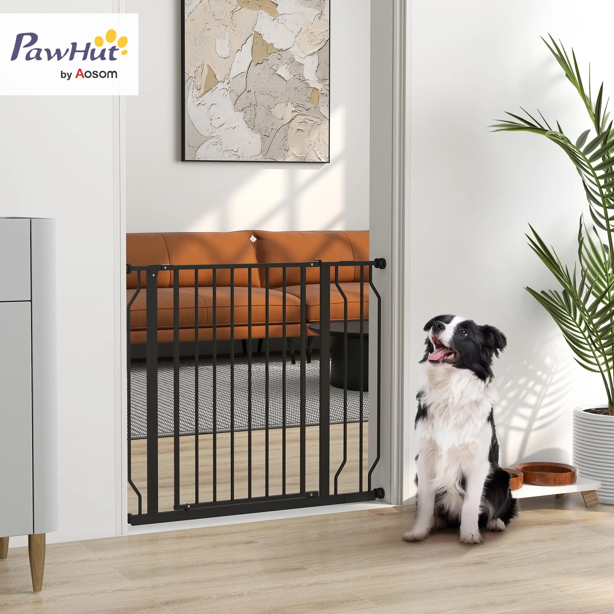 PawHut Cancelletto di Sicurezza per Cani Estensibile 75-95x76 cm, Nero - immagine 2