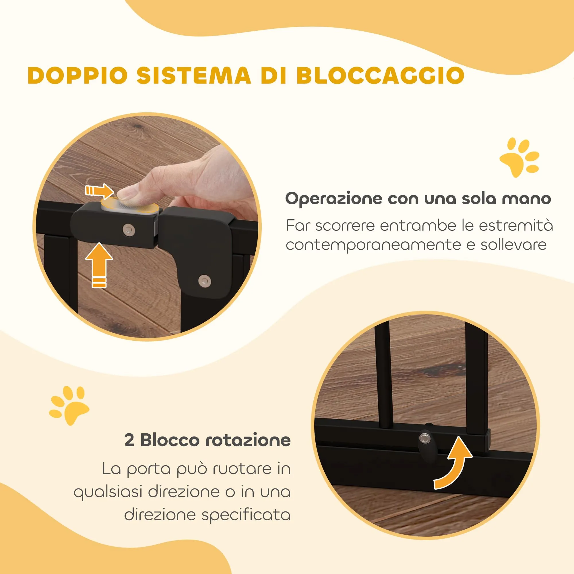 PawHut Cancelletto di Sicurezza per Cani Estensibile 75-95x76 cm, Nero - immagine 5