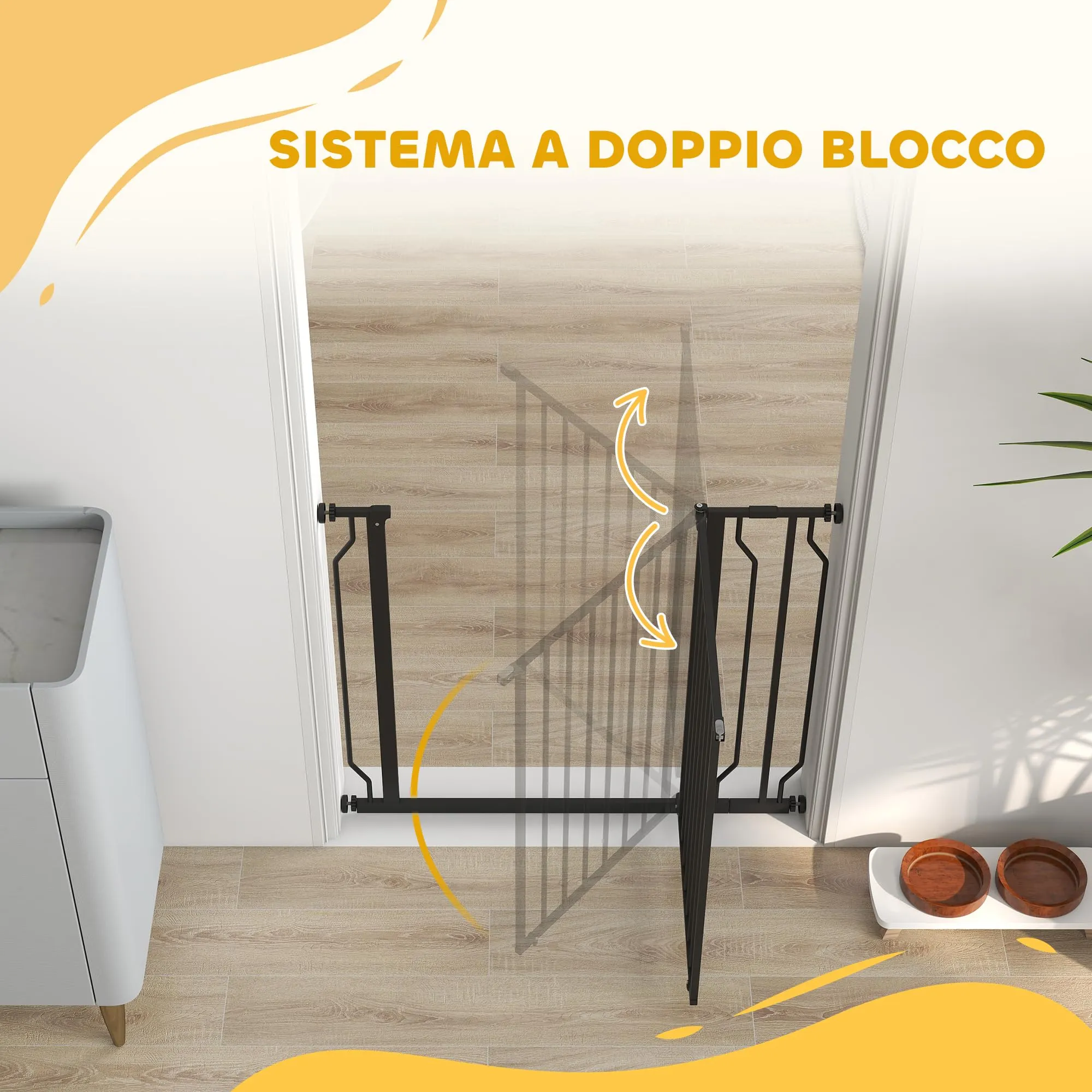 PawHut Cancelletto di Sicurezza per Cani Estensibile 75-95x76 cm, Nero - immagine 8