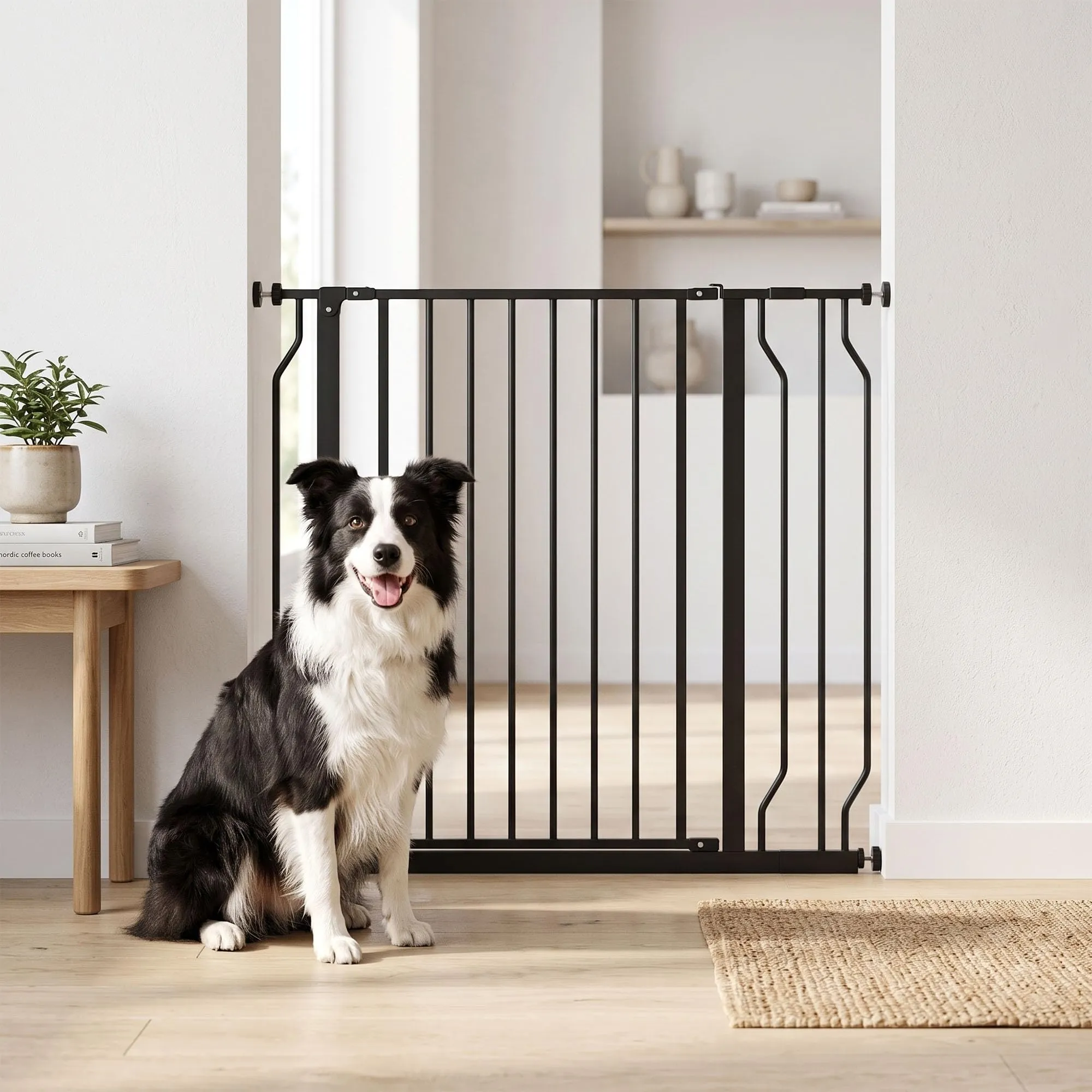 PawHut Cancelletto di Sicurezza per Cani Estensibile 75-95x76 cm, Nero - immagine 9