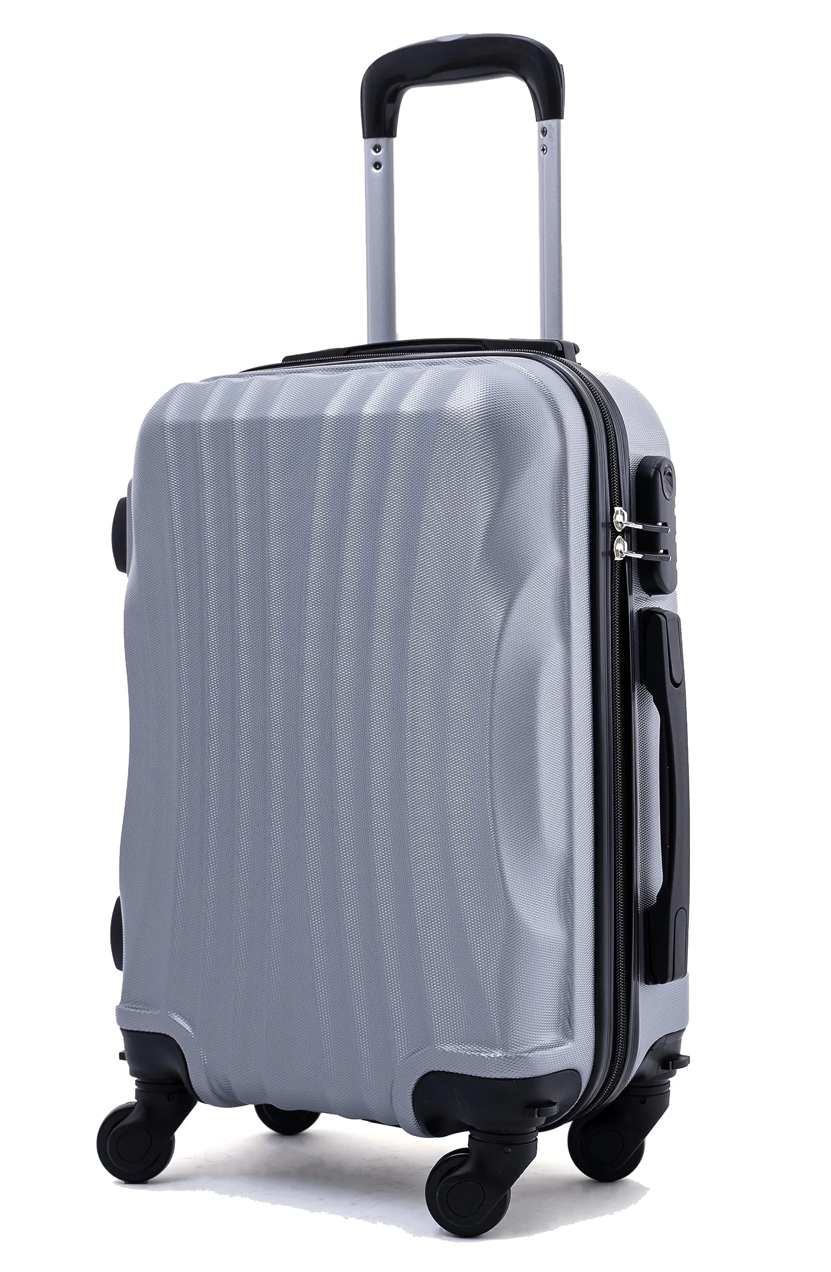 R.Leone EasyJet Valigia Trolley Bagaglio a mano in ABS con 4 Ruote Rimovibili 20374, Argento, 50x35x20 cm - immagine 1