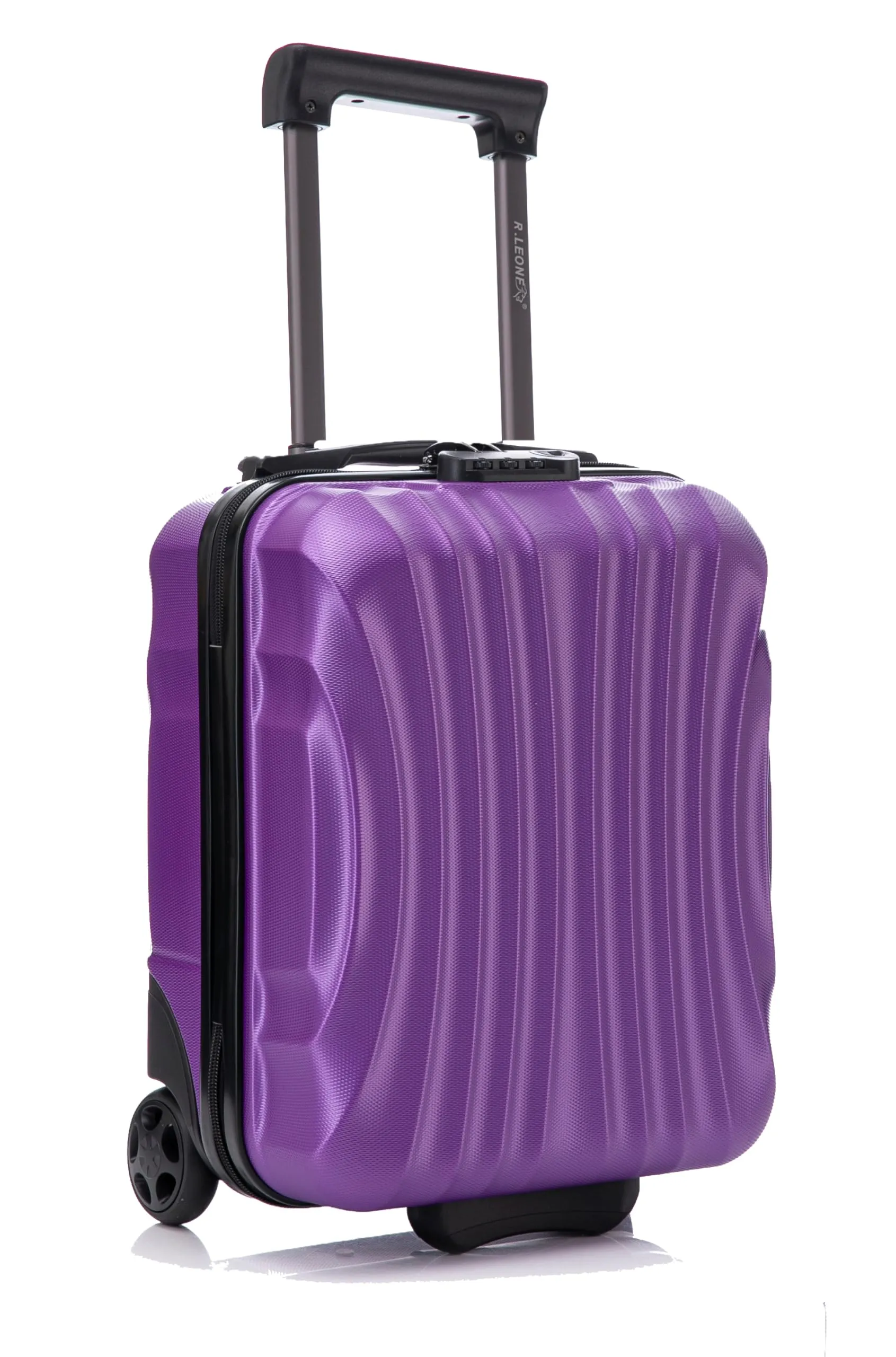 R.Leone Valigia Trolley Bagaglio a Mano 40x30x20cm Wizzair Vueling 2 Ruote in ABS 20374FR Viola - immagine 1