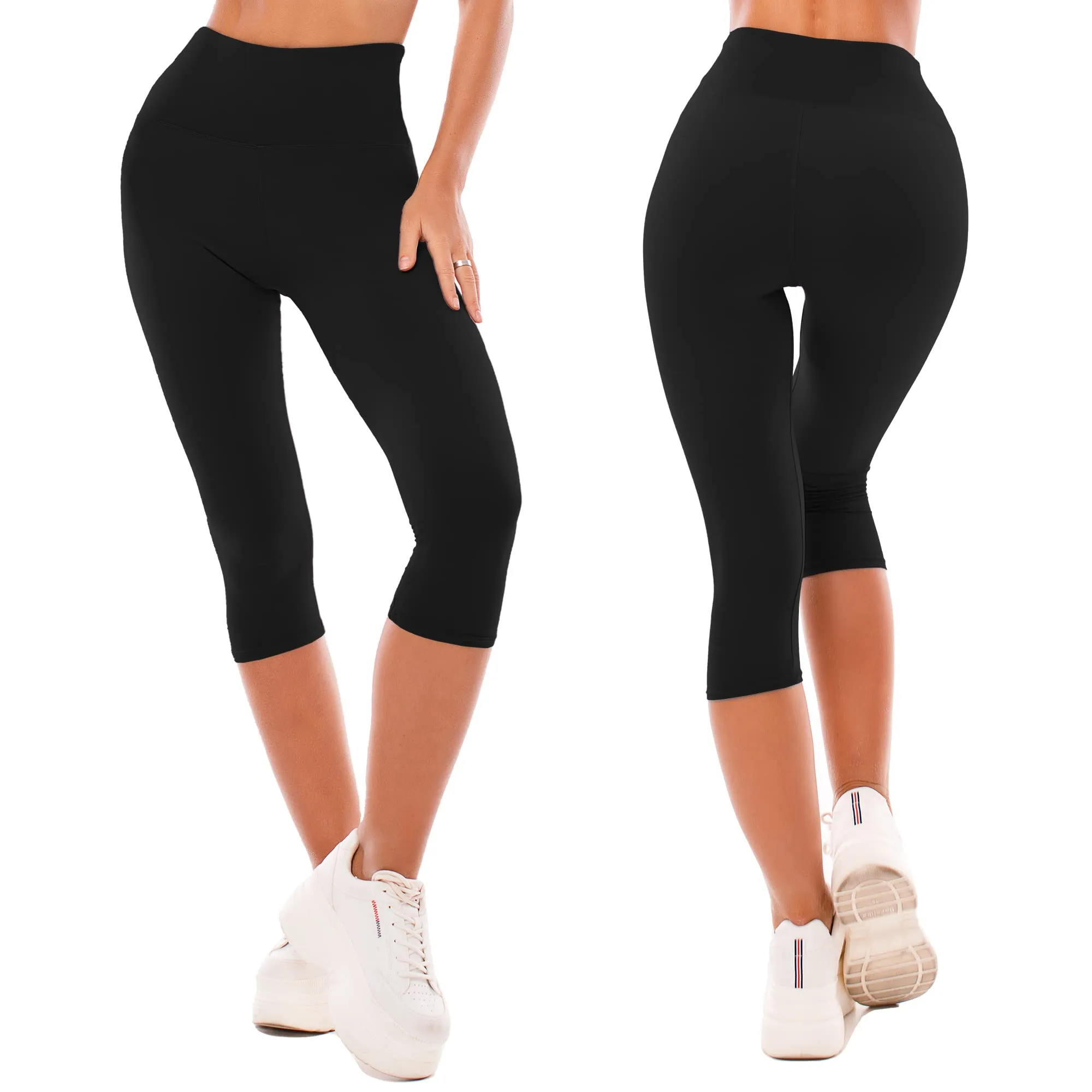 SINOPHANT Leggings Capri Vita Alta Donna, Nero, S-M - immagine 2
