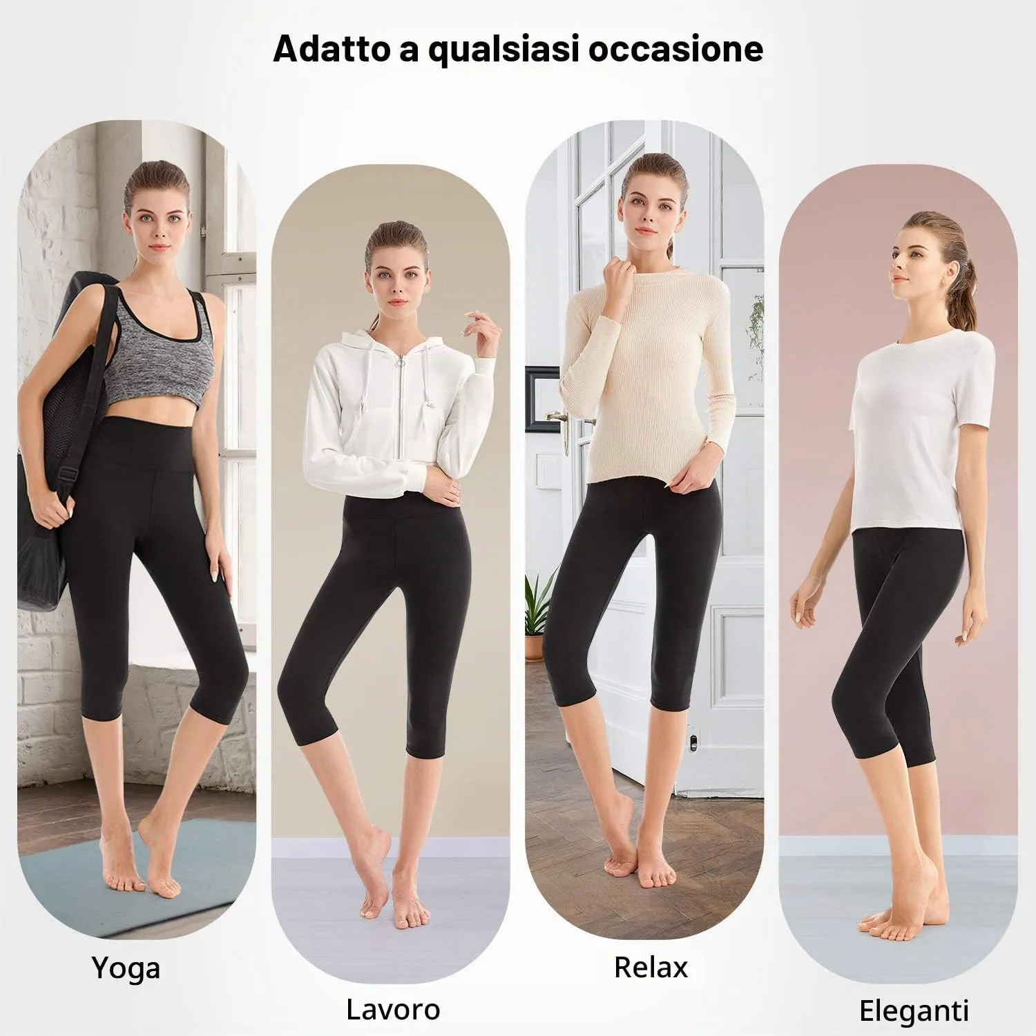 SINOPHANT Leggings Capri Vita Alta Donna, Nero, S-M - immagine 5