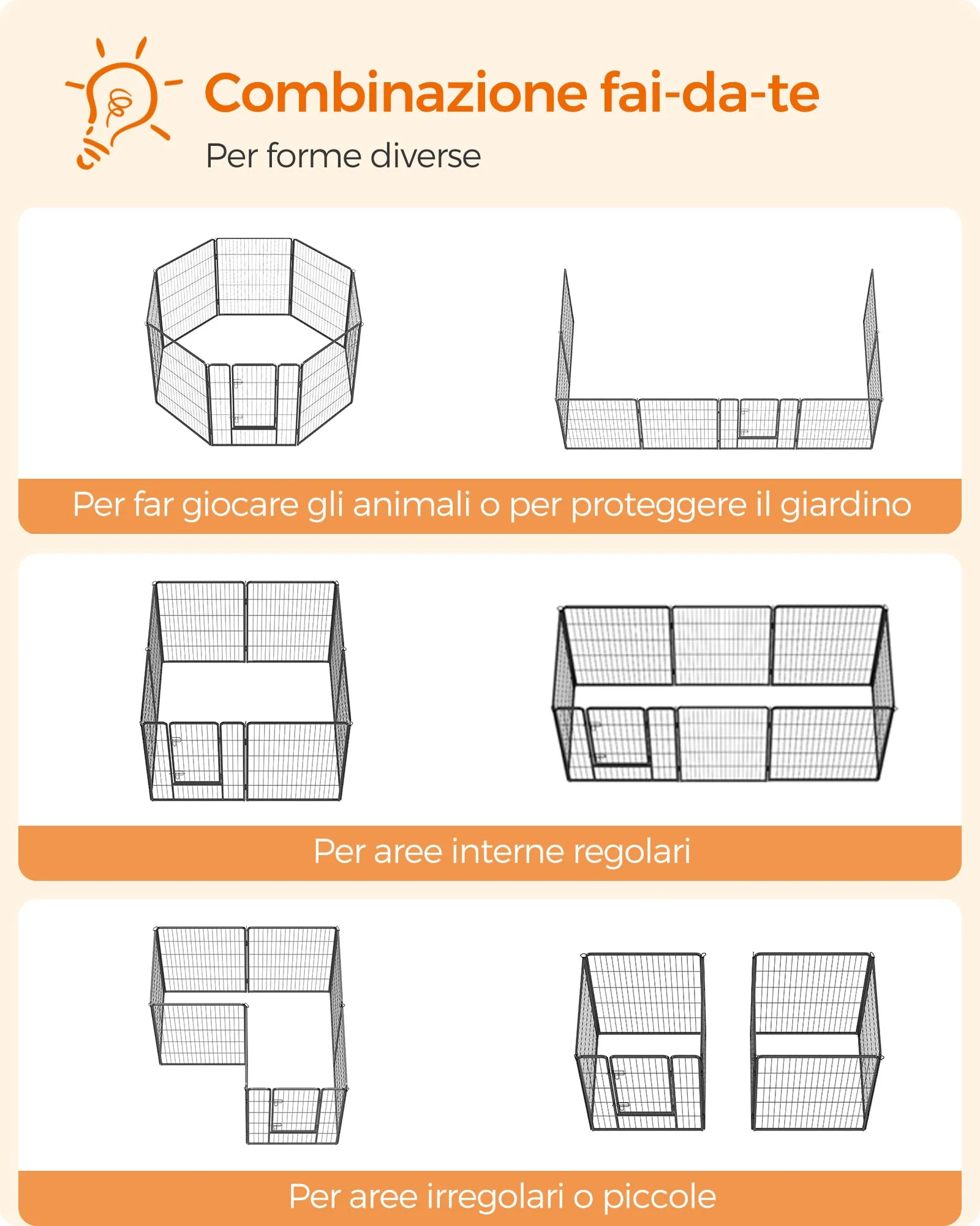 Feandrea Recinto per Animali Box per Cani, 8 Pannelli 77 x 100 cm, Nero PPK81H - immagine 4