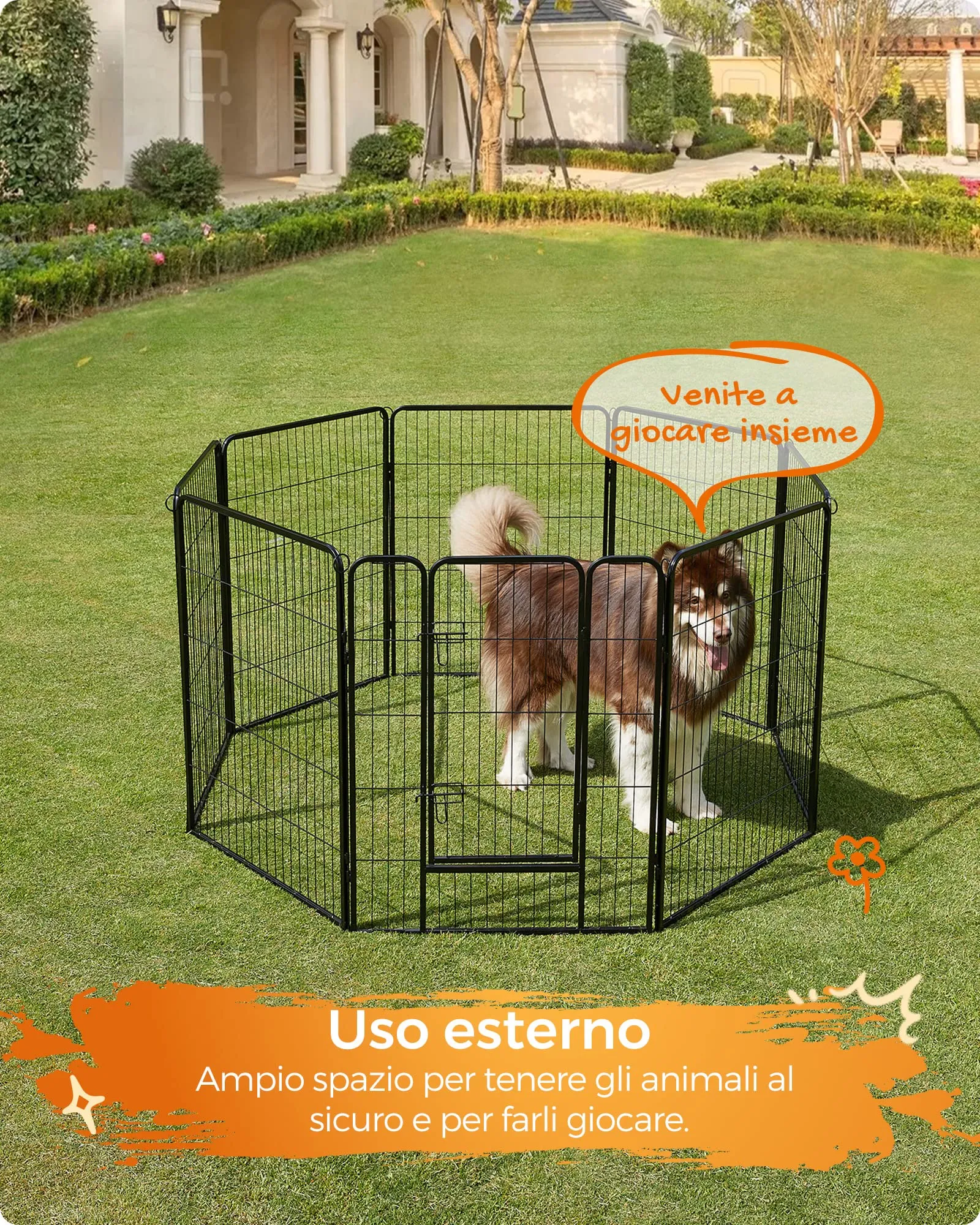 Feandrea Recinto per Animali Box per Cani, 8 Pannelli 77 x 100 cm, Nero PPK81H - immagine 5
