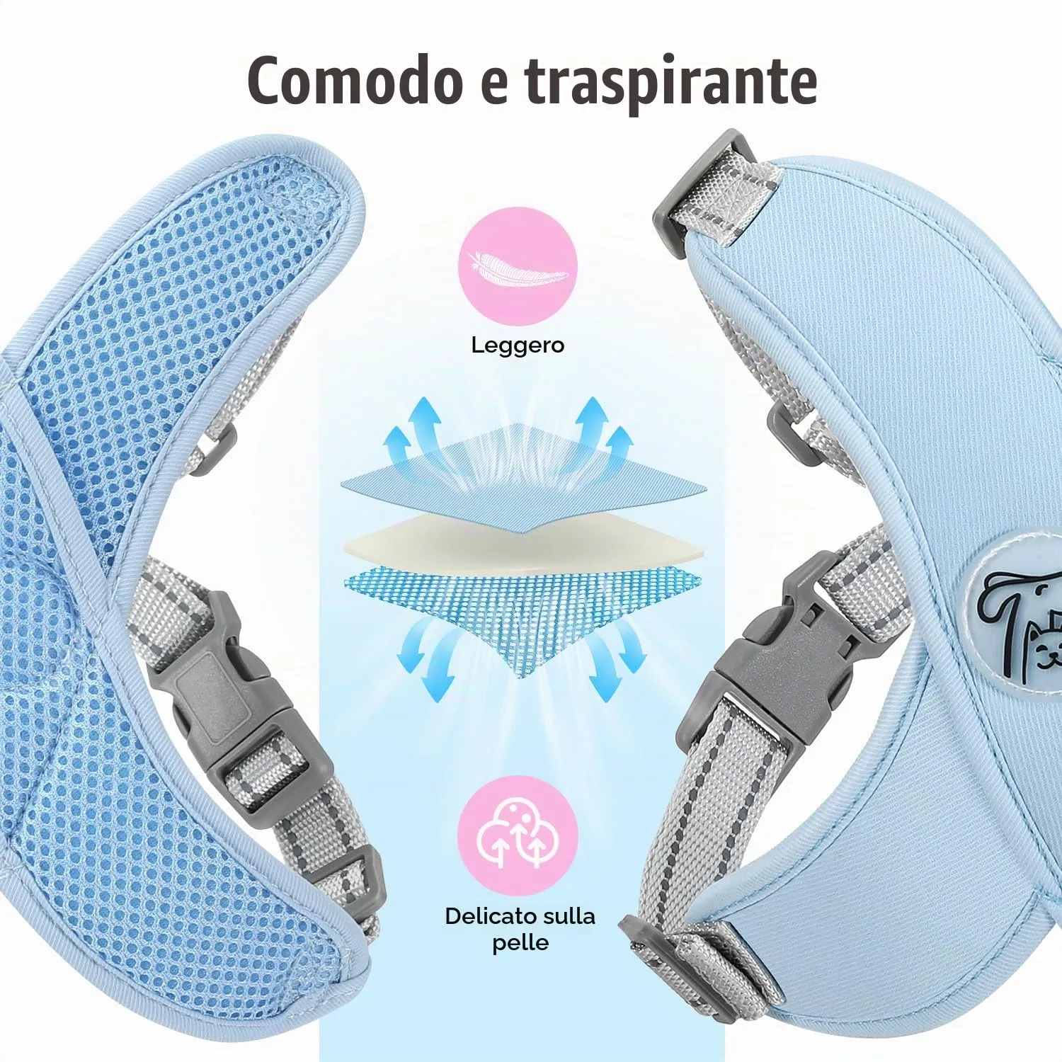 Pawaboo Set di Pettorina e Guinzaglio per Cani di Taglia Piccola, Blu - immagine 5