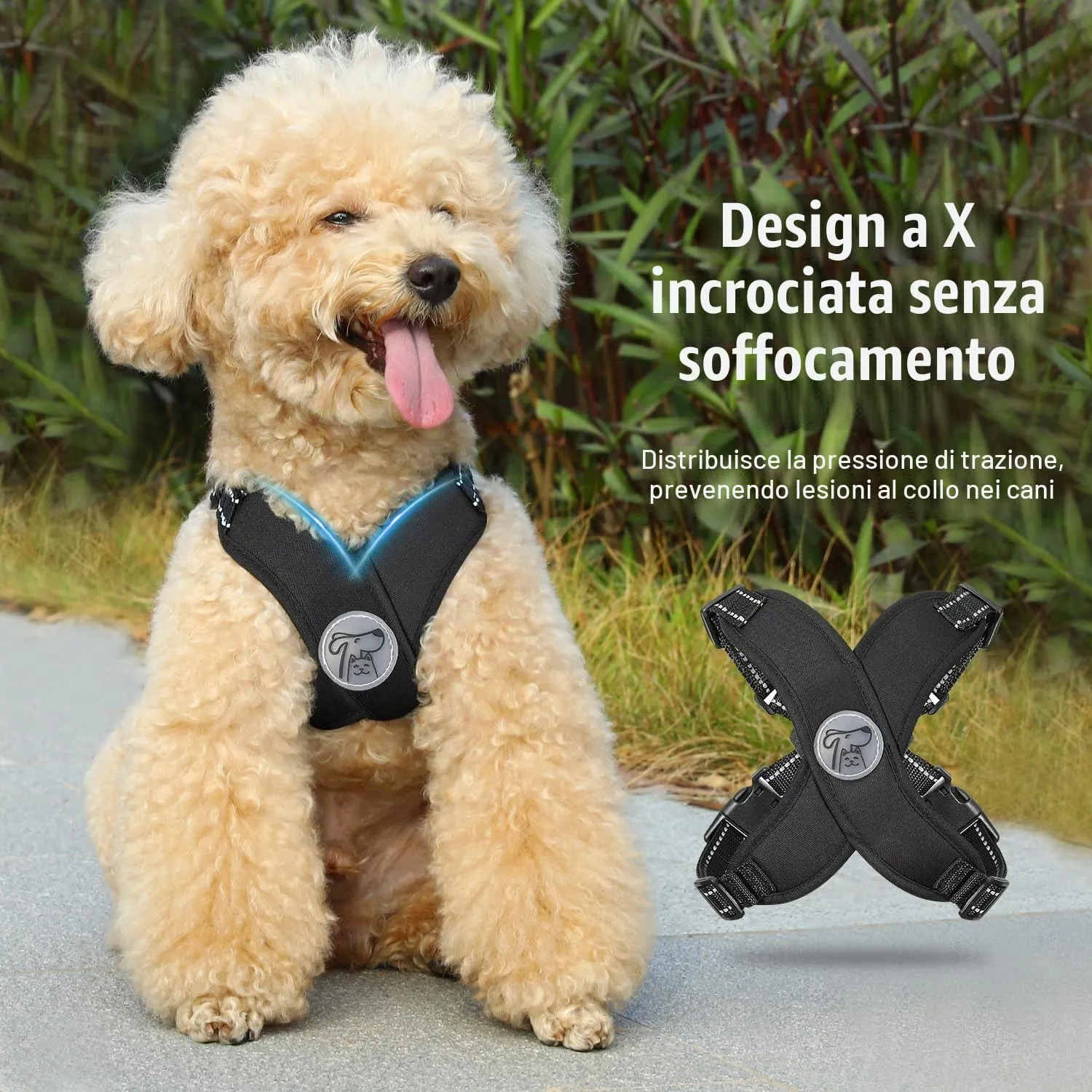 Pawaboo Imbracatura e Guinzaglio per Cani, Traspirante, Regolabile, S, Nero - immagine 3