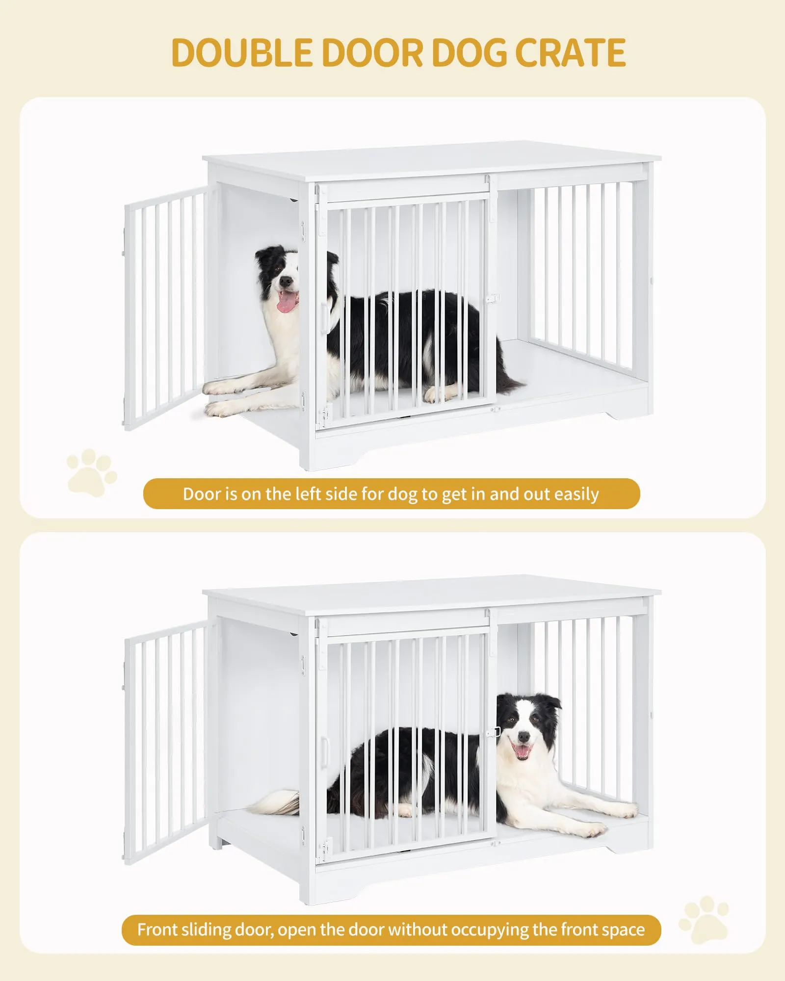 Hzuaneri Gabbia per Cani con Tavolo, Bianco, 100 x 60 x 68 cm - immagine 4