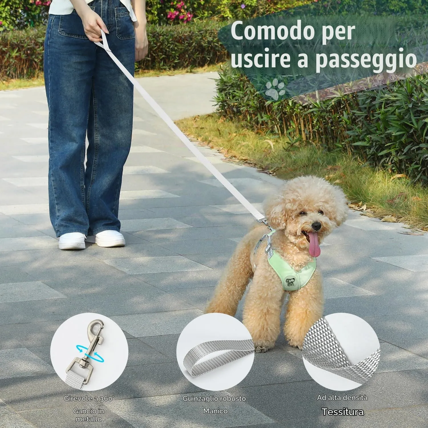 Pawaboo Set di Pettorina e Guinzaglio per Cani di Taglia Piccola e Media, Menta Verde, Taglia M - immagine 6
