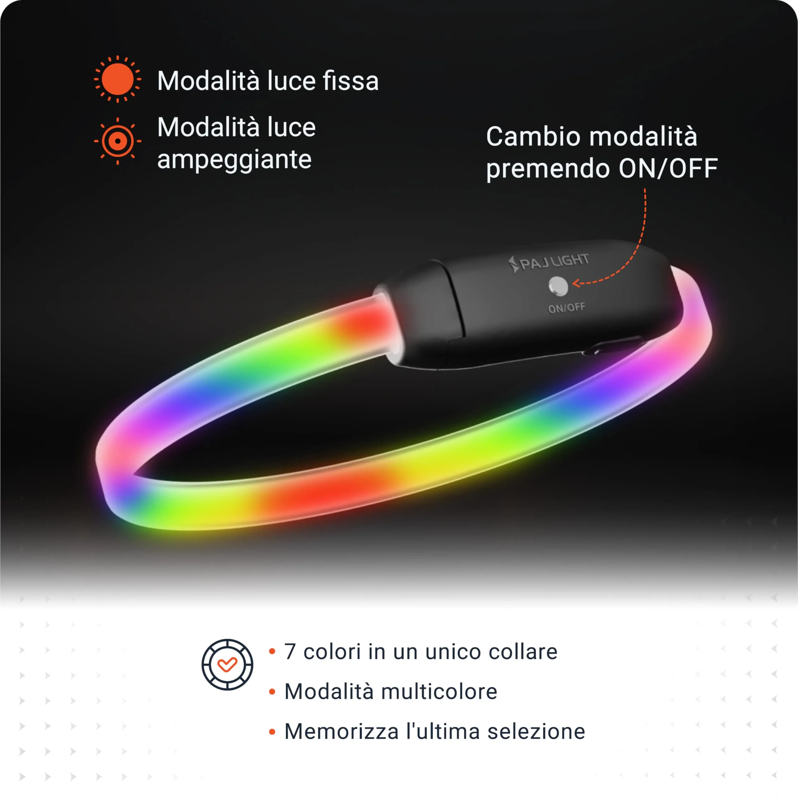 PAJ GPS Collare Luminoso LED Regolabile per Cani, Nero - immagine 4
