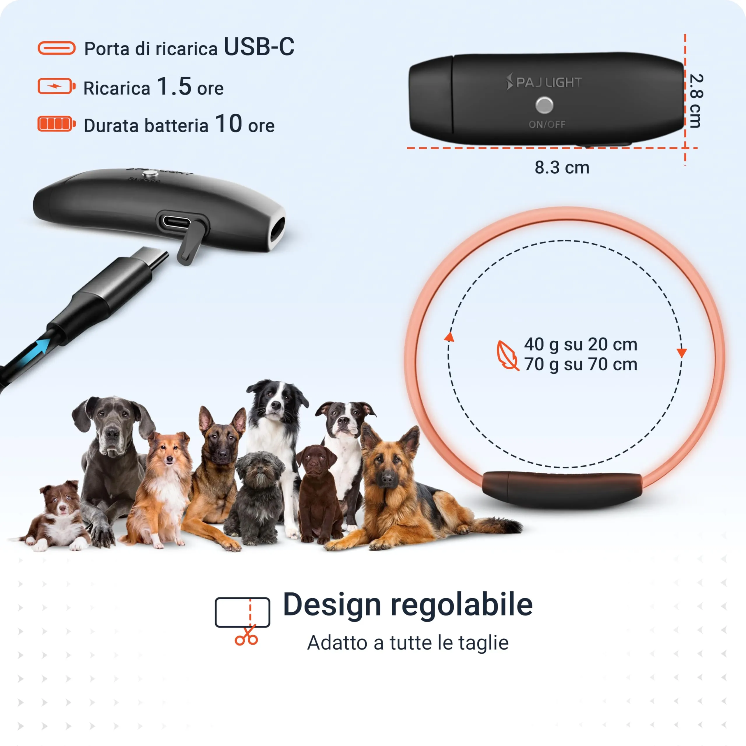 PAJ GPS Collare Luminoso LED Regolabile per Cani, Nero - immagine 5