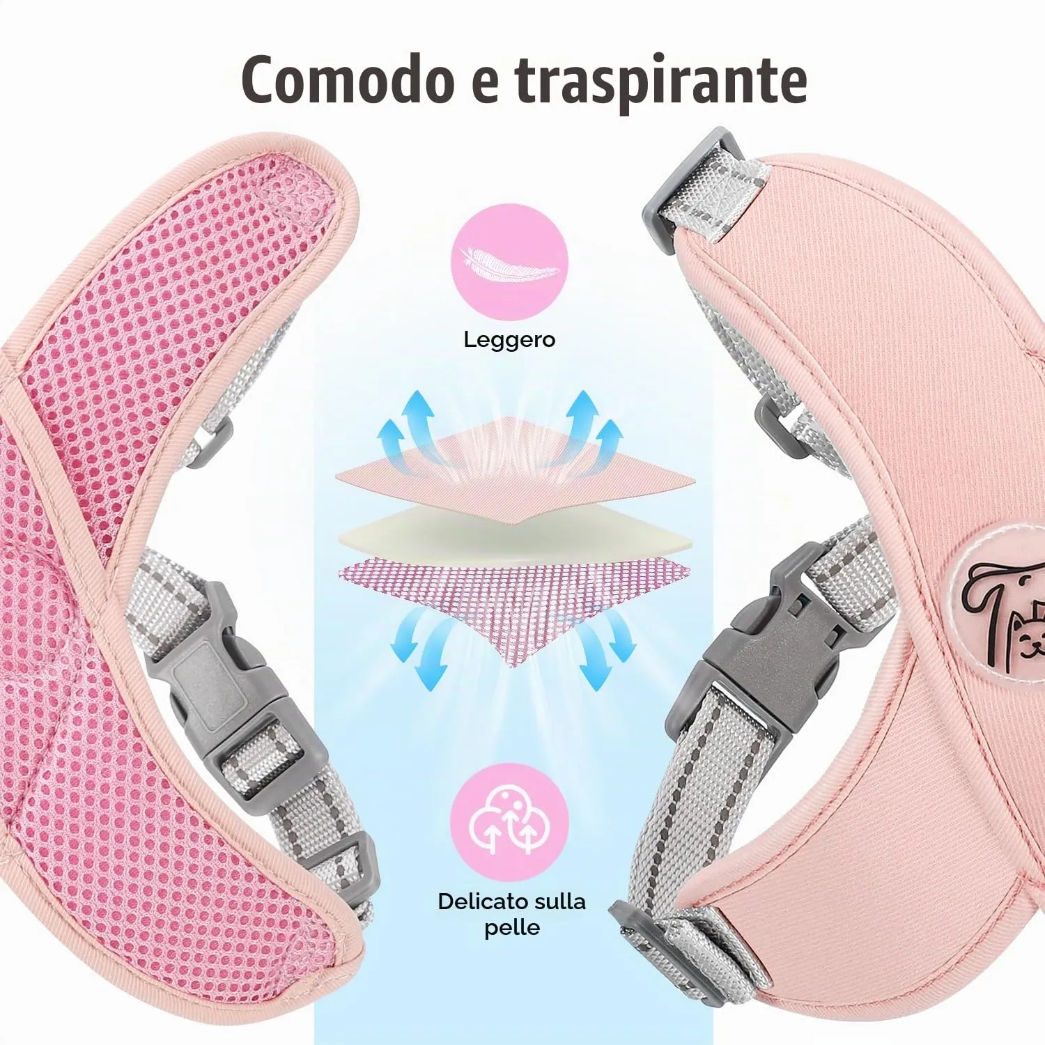 Pawaboo Set di Pettorina e Guinzaglio per Cani, Taglia L, Rosa - immagine 5