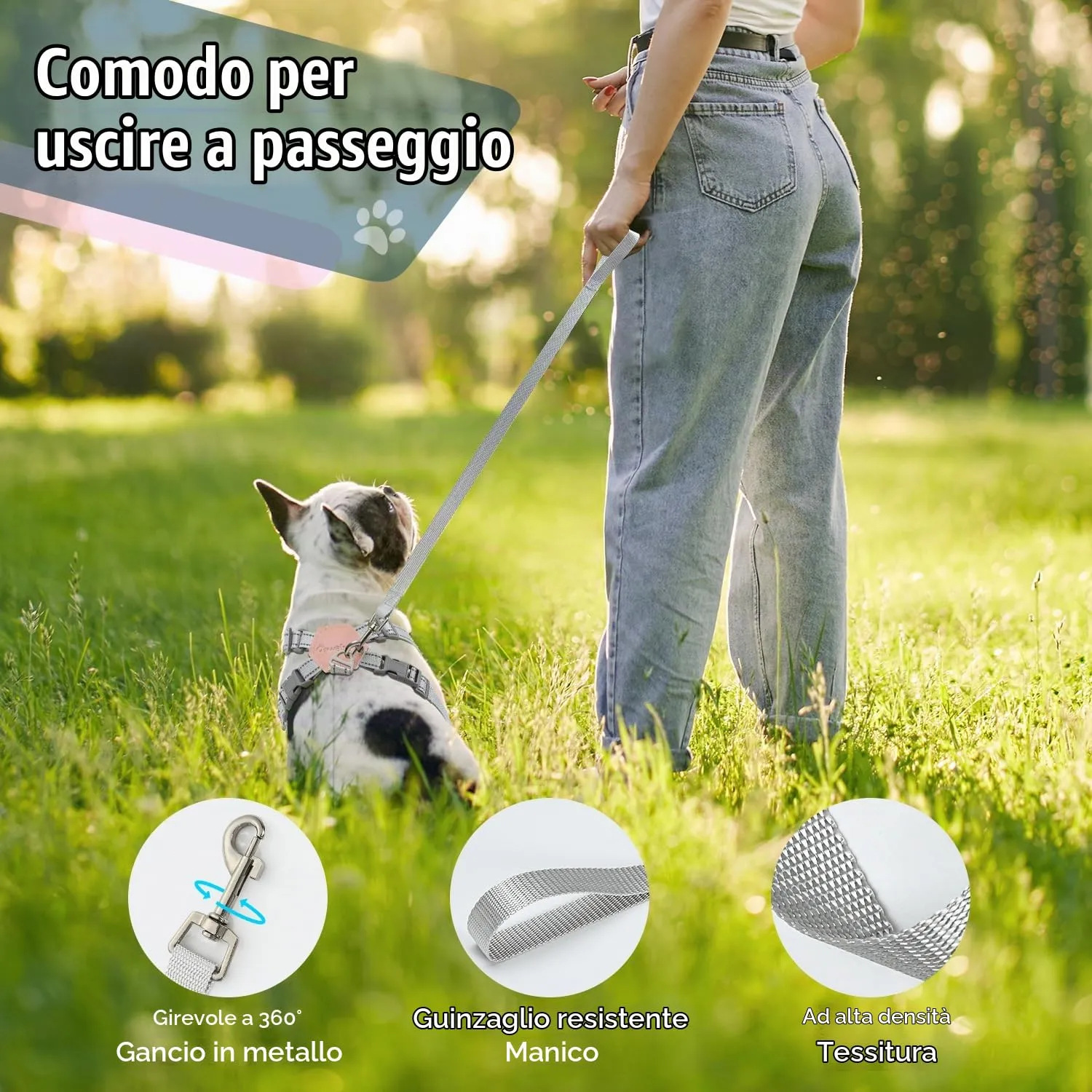 Pawaboo Set di Pettorina e Guinzaglio per Cani, Taglia L, Rosa - immagine 6