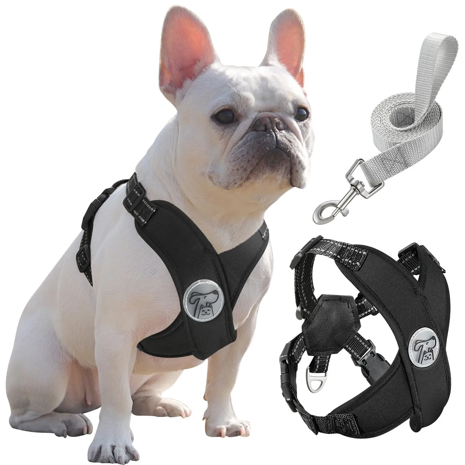 Pawaboo Set Pettorina e Guinzaglio per Cani, Taglia L, Nero - immagine 1
