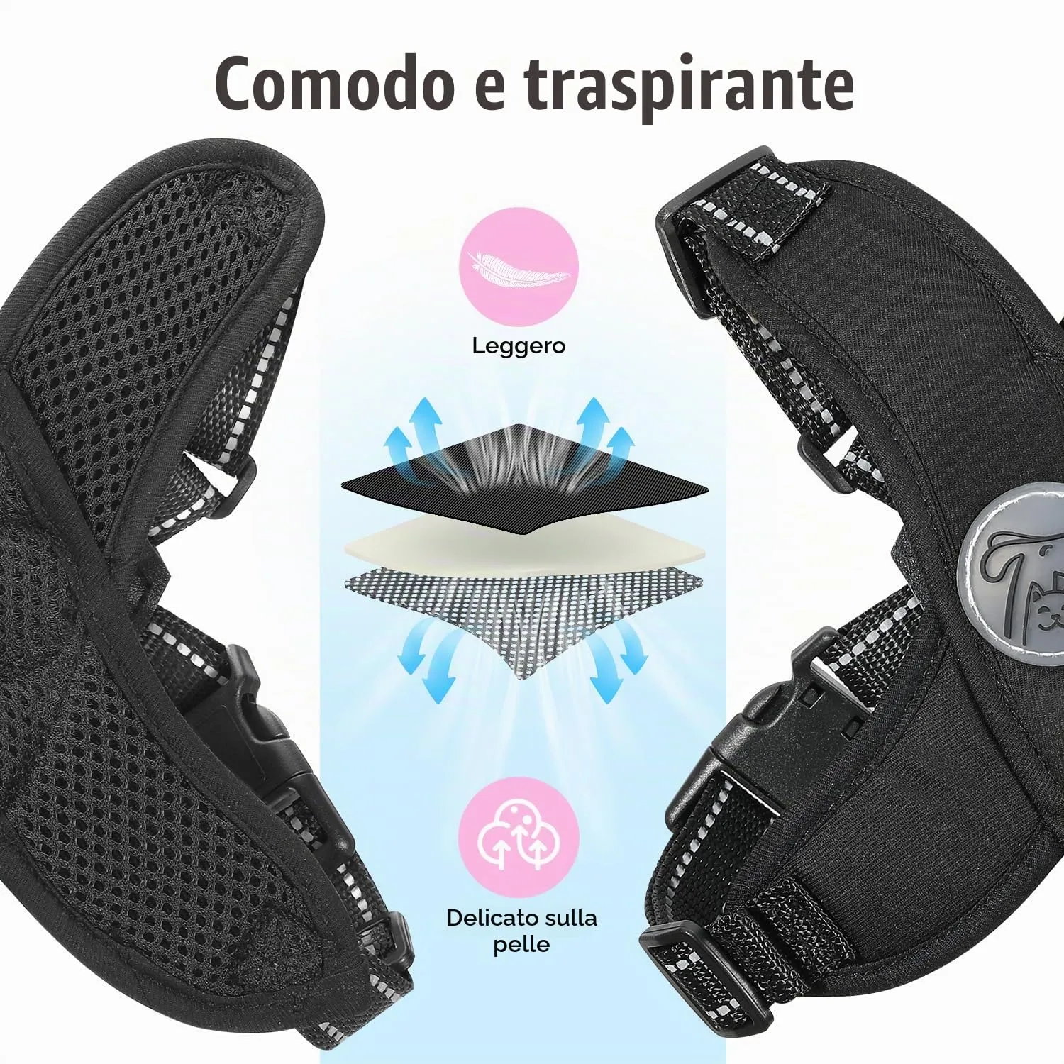 Pawaboo Set Pettorina e Guinzaglio per Cani, Taglia L, Nero - immagine 5
