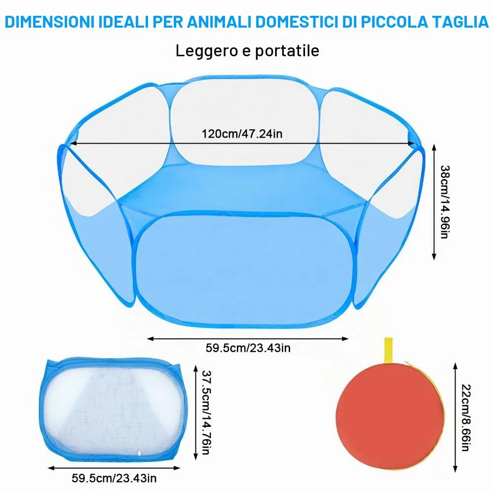 Aomig Recinto Pieghevole per Piccoli Animali con Borsa per il Trasporto, Blu - immagine 2