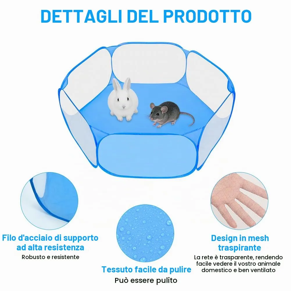 Aomig Recinto Pieghevole per Piccoli Animali con Borsa per il Trasporto, Blu - immagine 3