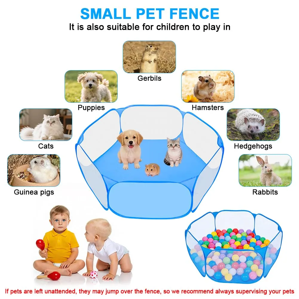 Aomig Recinto Pieghevole per Piccoli Animali con Borsa per il Trasporto, Blu - immagine 4