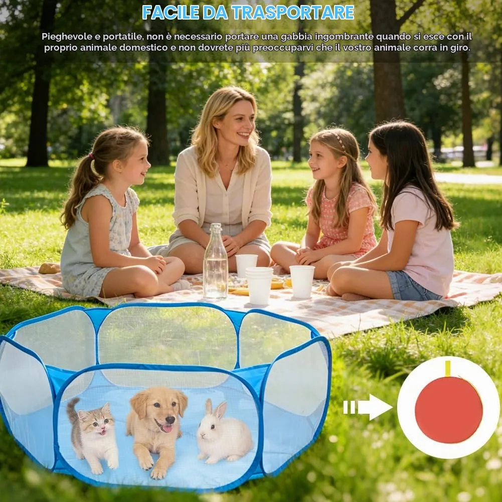 Aomig Recinto Pieghevole per Piccoli Animali con Borsa per il Trasporto, Blu - immagine 6