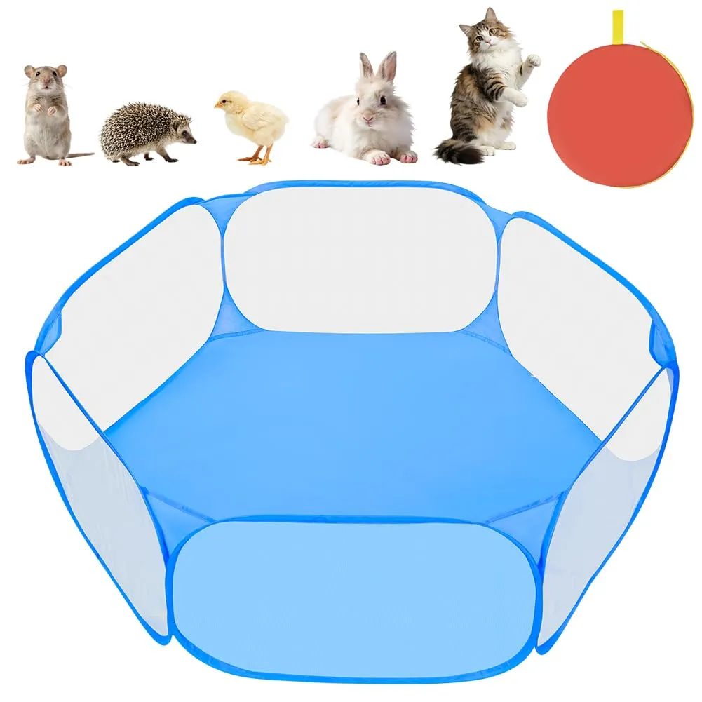 Aomig Recinto Pieghevole per Piccoli Animali con Borsa per il Trasporto, Blu - immagine 9