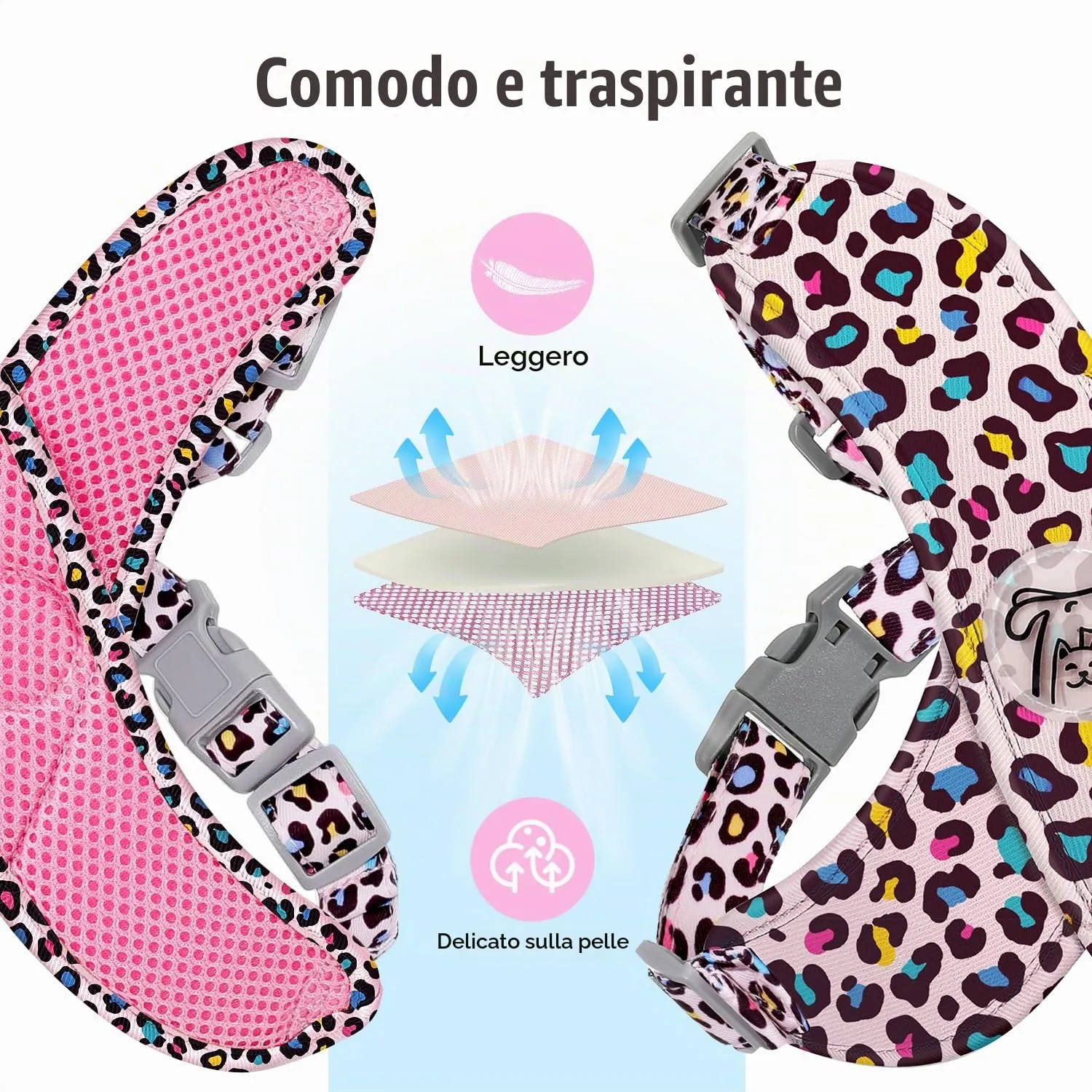Pawaboo Set di Pettorina e Guinzaglio per Cani di Taglia Piccola, Leopardo Rosa, Taglia M - immagine 5