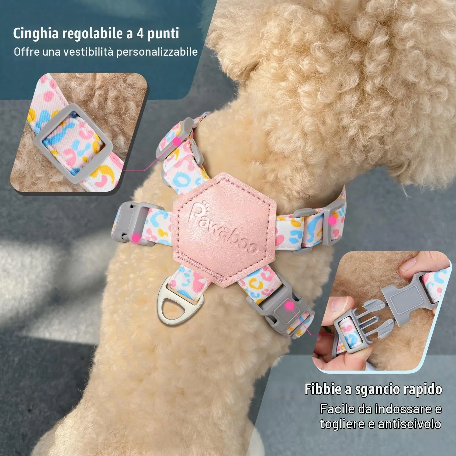Pawaboo Set di Pettorina e Guinzaglio per Cani di Taglia Piccola - immagine 4