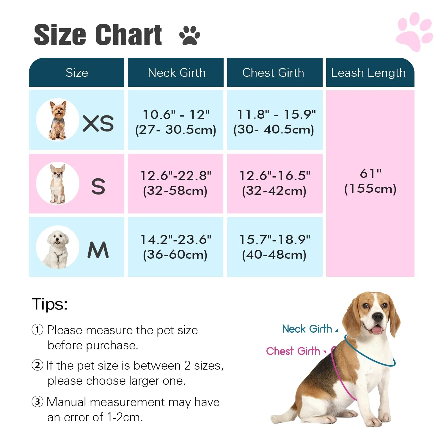 Pawaboo Set di Pettorina e Guinzaglio per Cani, Taglia S - immagine 2