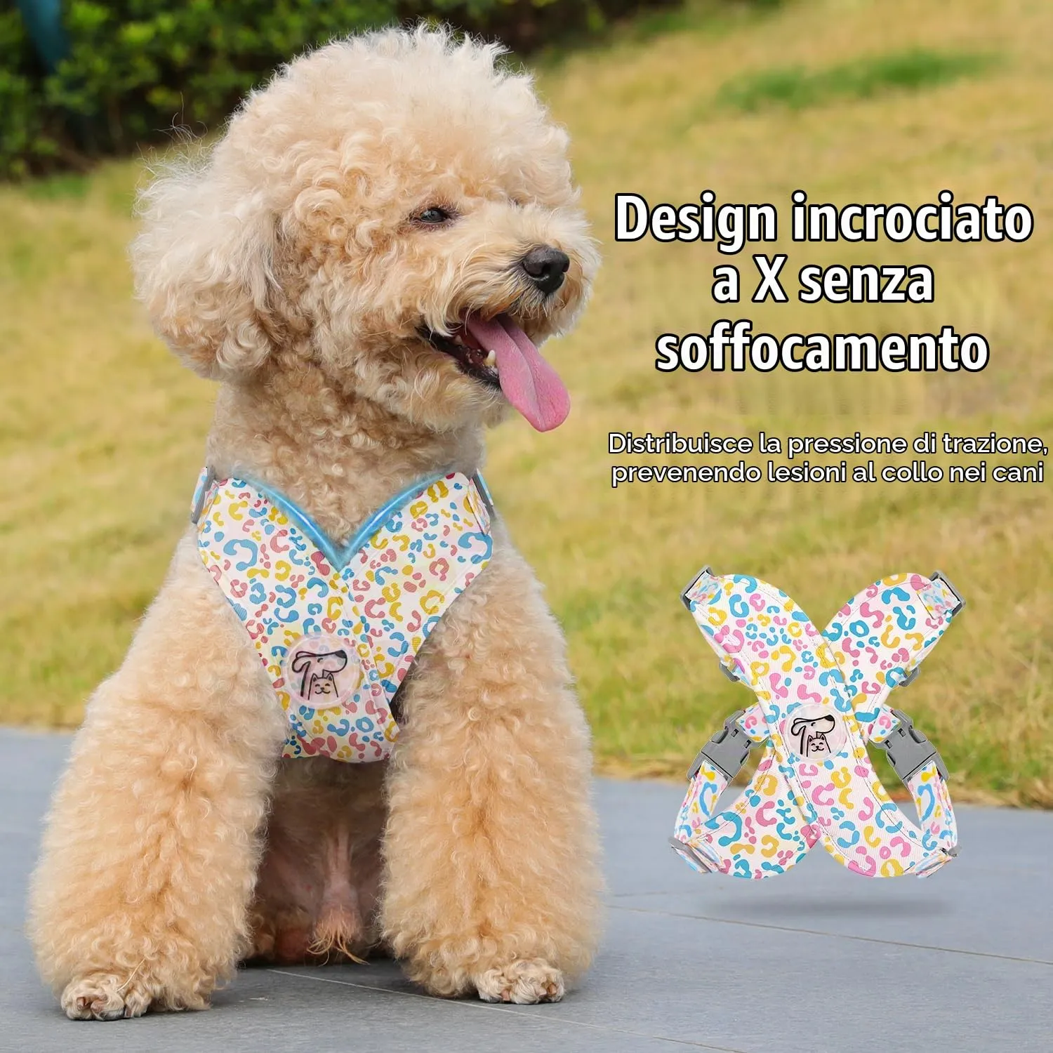 Pawaboo Set di Pettorina e Guinzaglio per Cani, Taglia S - immagine 3
