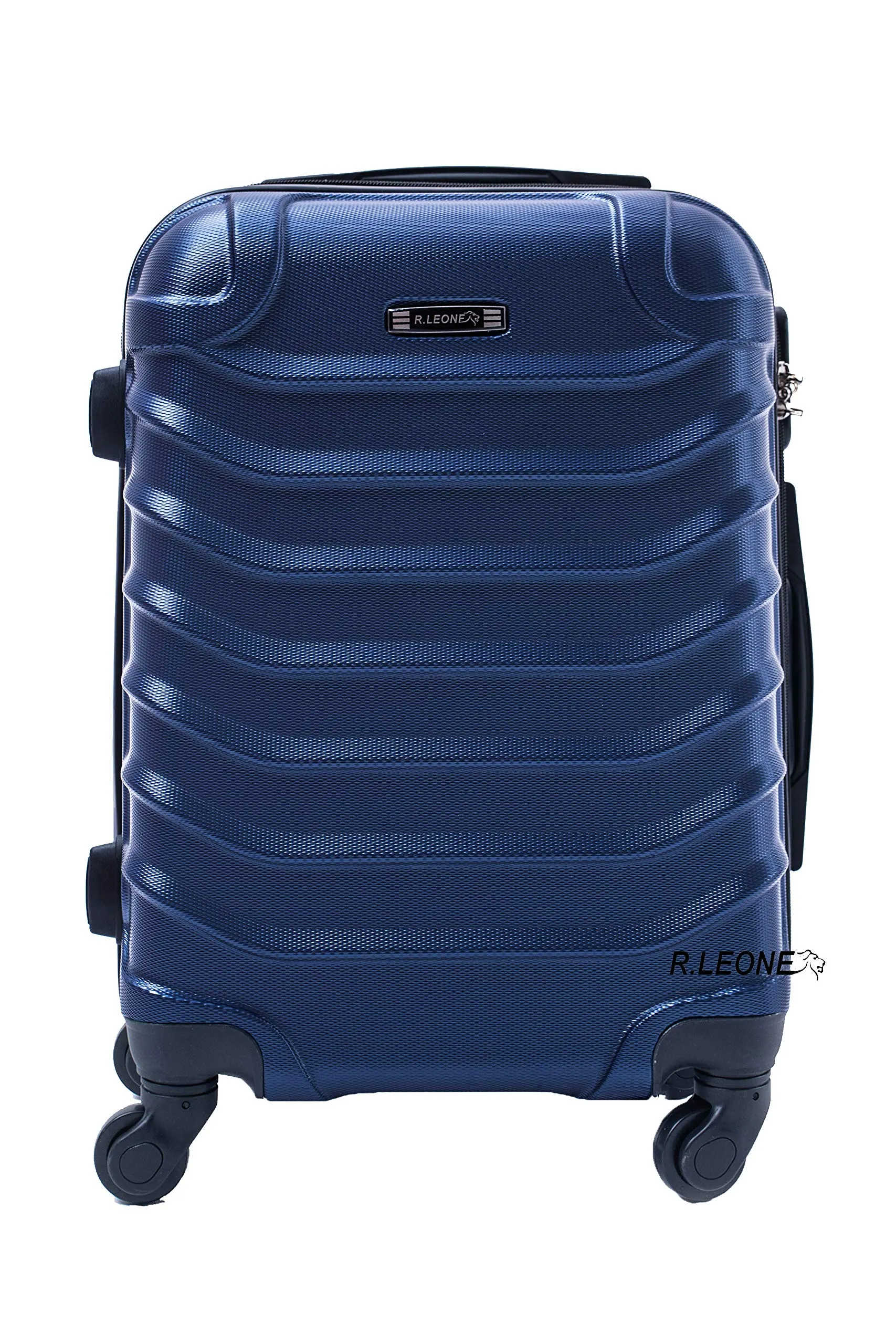 R.Leone Valigia Trolley Bagaglio a Mano 55x40x20 cm ABS Ultraleggero 4 Ruote Rimovibili 20263N Nero - immagine 3