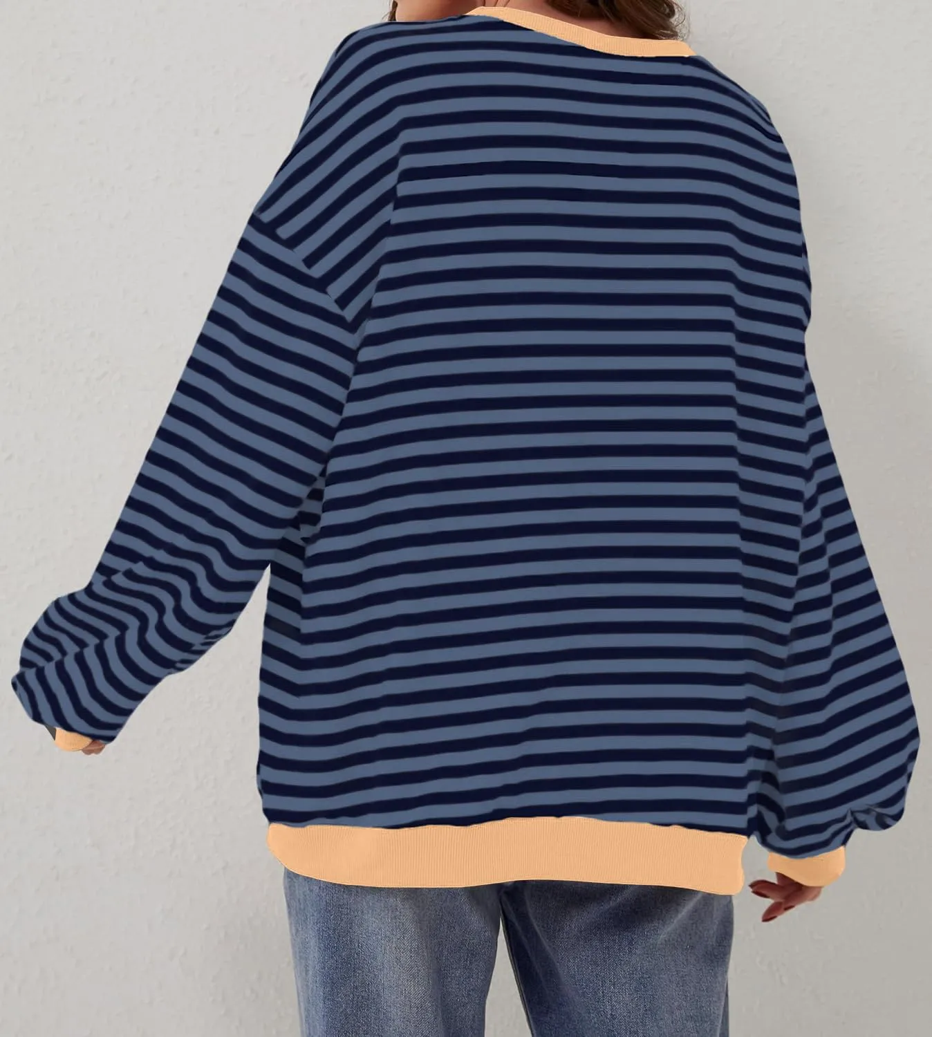 DUOEASE Felpa Donna Oversize a Righe Manica Lunga - immagine 5