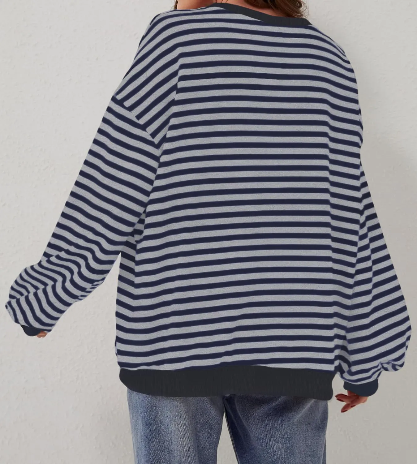 DUOEASE Felpa Donna Oversize a Righe Manica Lunga - immagine 5