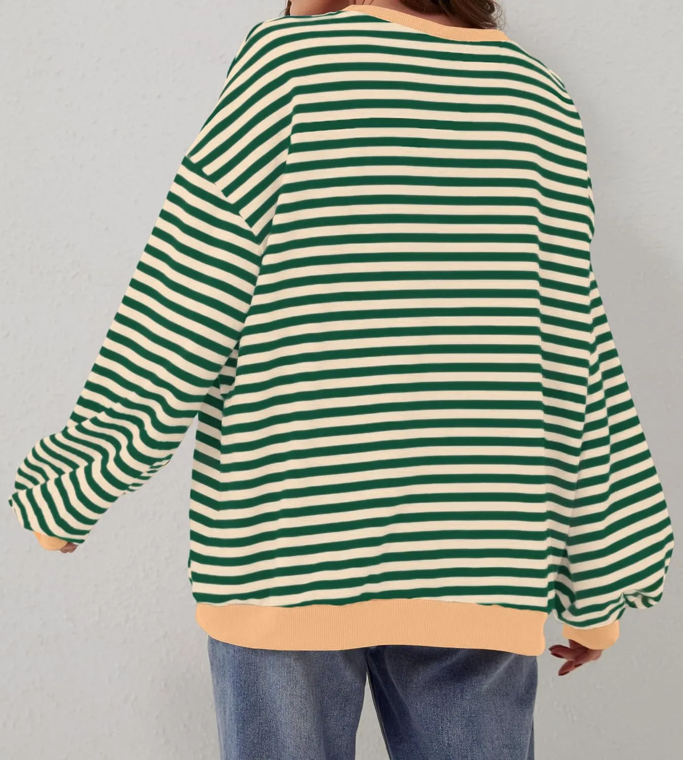 DUOEASE Felpa Donna Oversize a Righe Manica Lunga - immagine 3